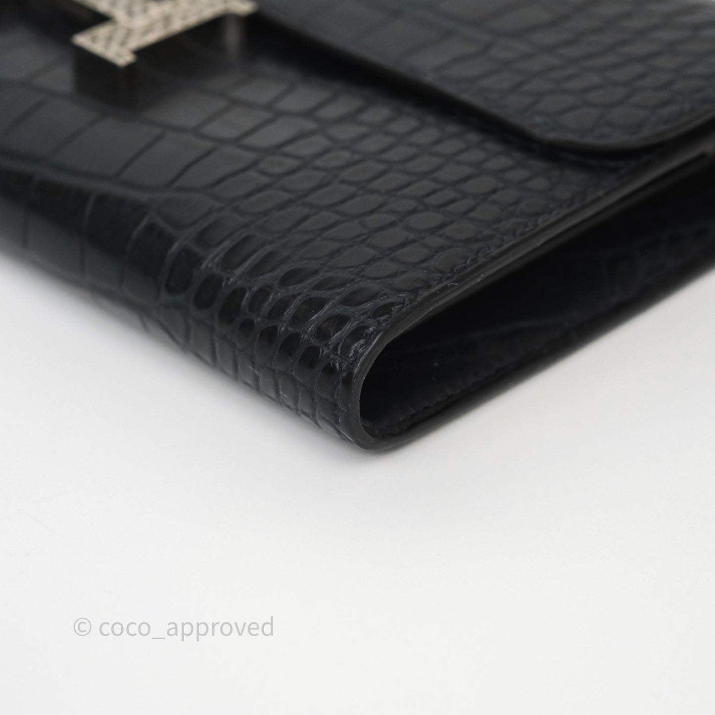 Hermes Constance Wallet Bleu Nuit 2Z Matte Alligator Ombre Lizard Buckle