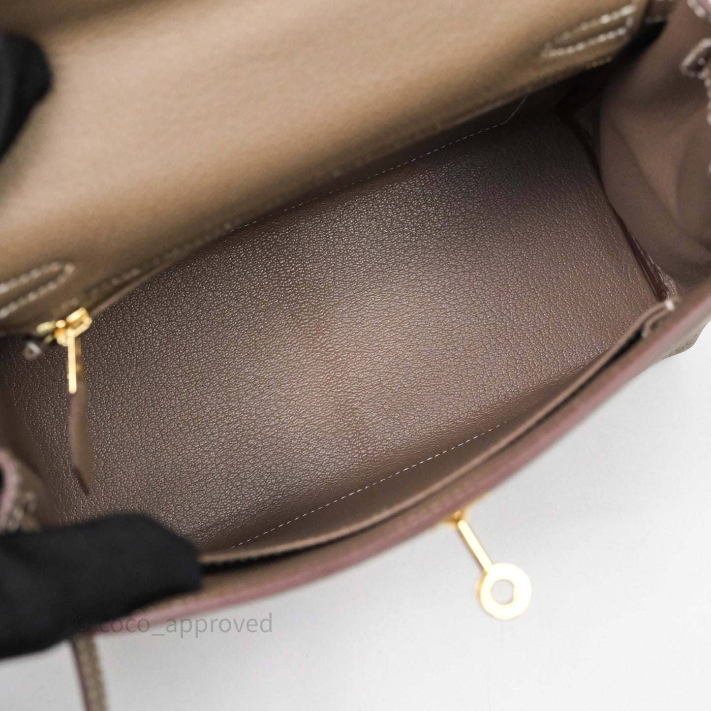 Hermes Kelly 25 Etoupe 18 Togo Gold Hardware