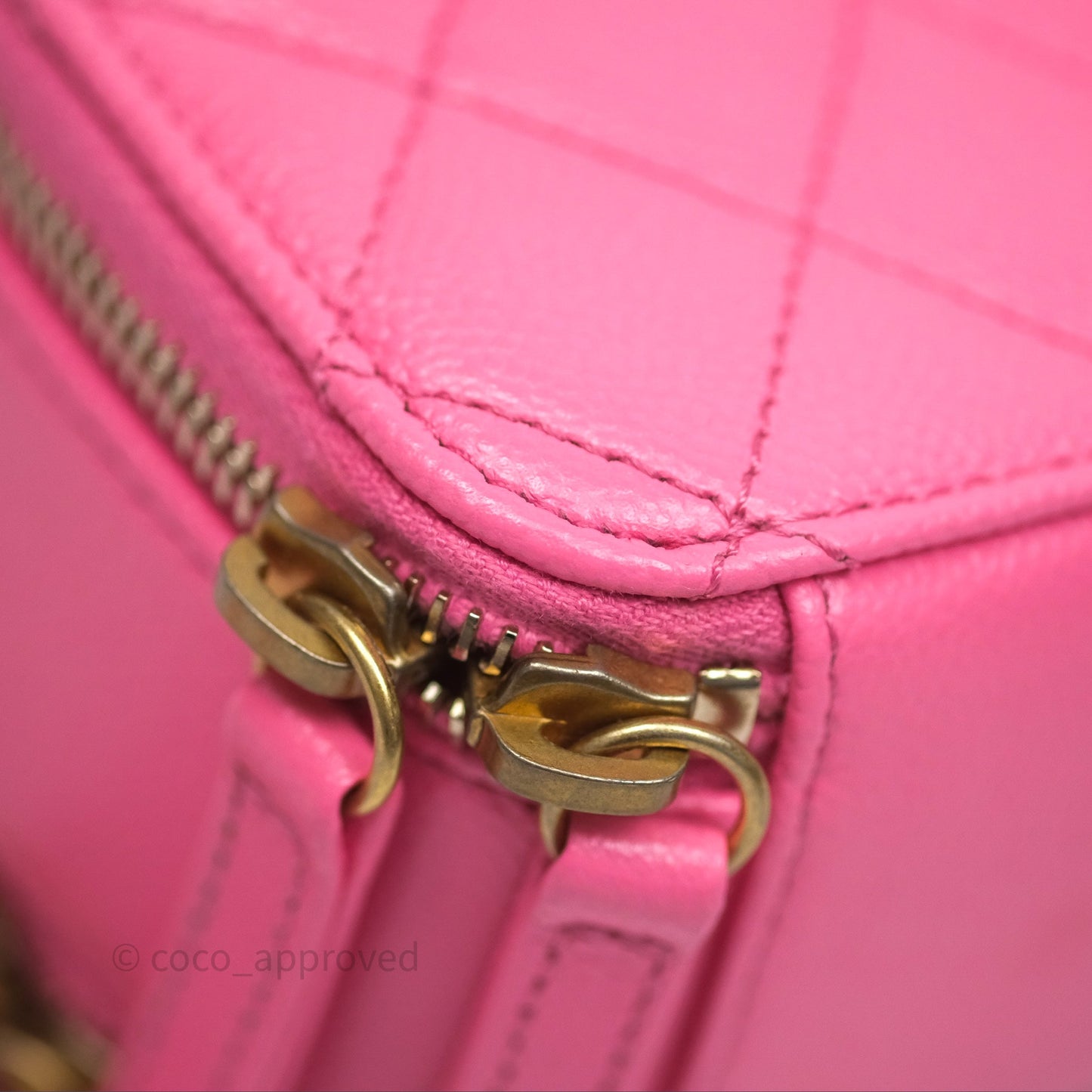 Chanel Quilted Pick Me Up Small Vanity Case Hot Pink Caviar Aged Gold Hardware
