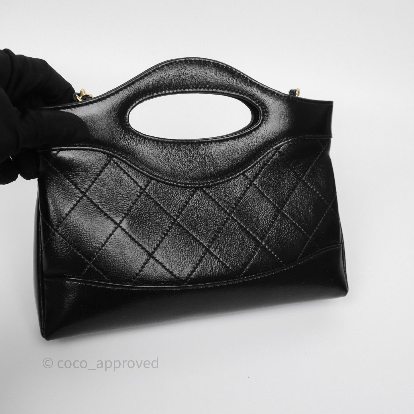 Chanel Nano 31 Black Shiny Calfskin Gold Hardware