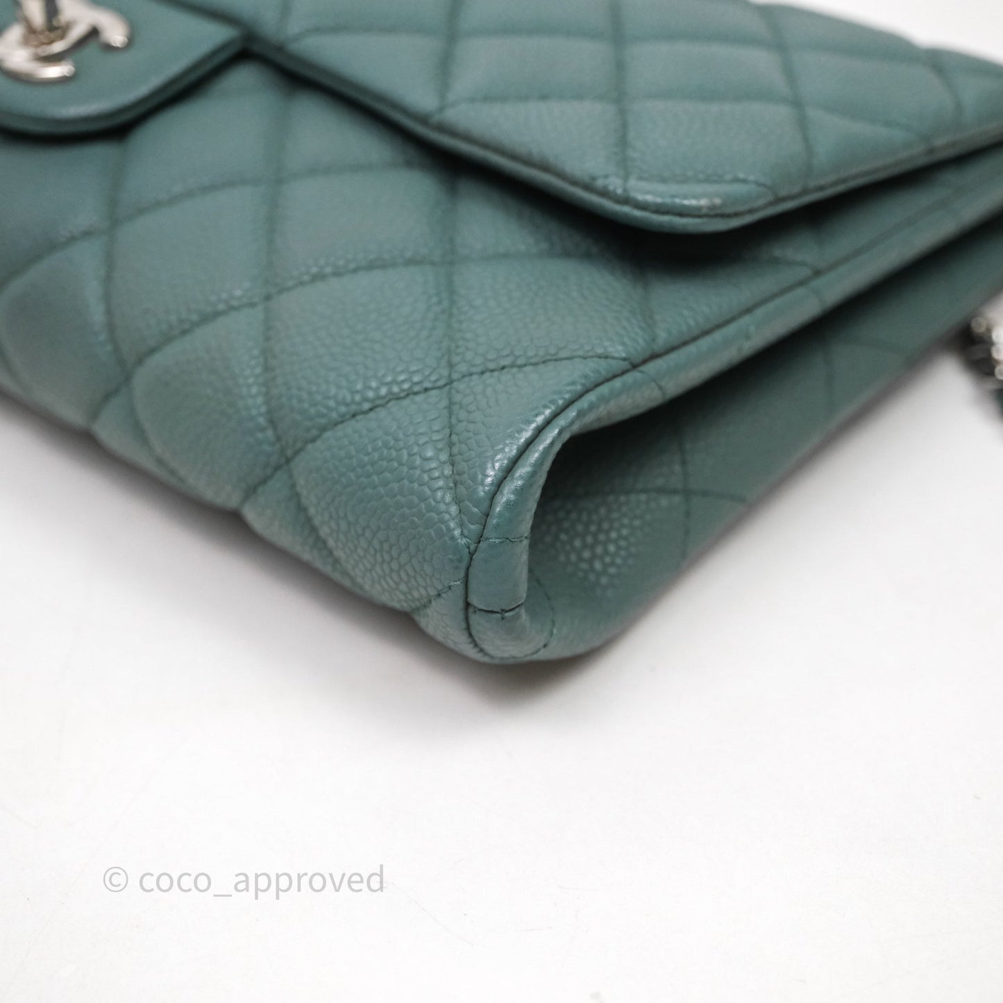 Chanel Quilted Clutch with Chain Green Caviar Gold Hardware