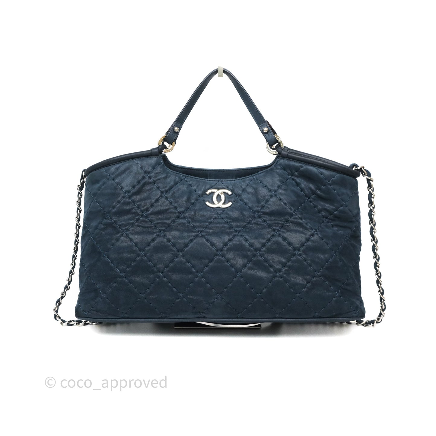 Chanel Small Sea Hit Tote Navy Iridescent Calfskin Silver Hardware