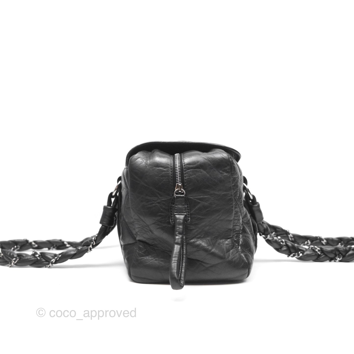 Chanel Quilted Lady Braid Bowler Bag Black Calfskin Silver Hardware