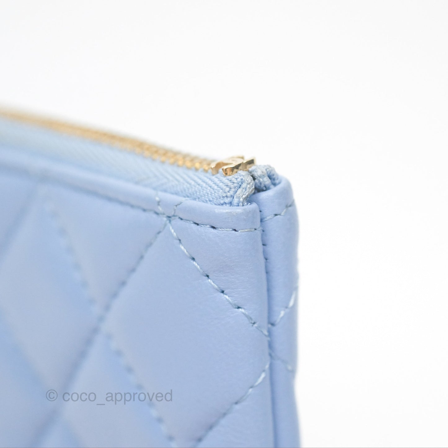 Chanel Quilted Mini O Case Blue Lambskin Gold Hardware