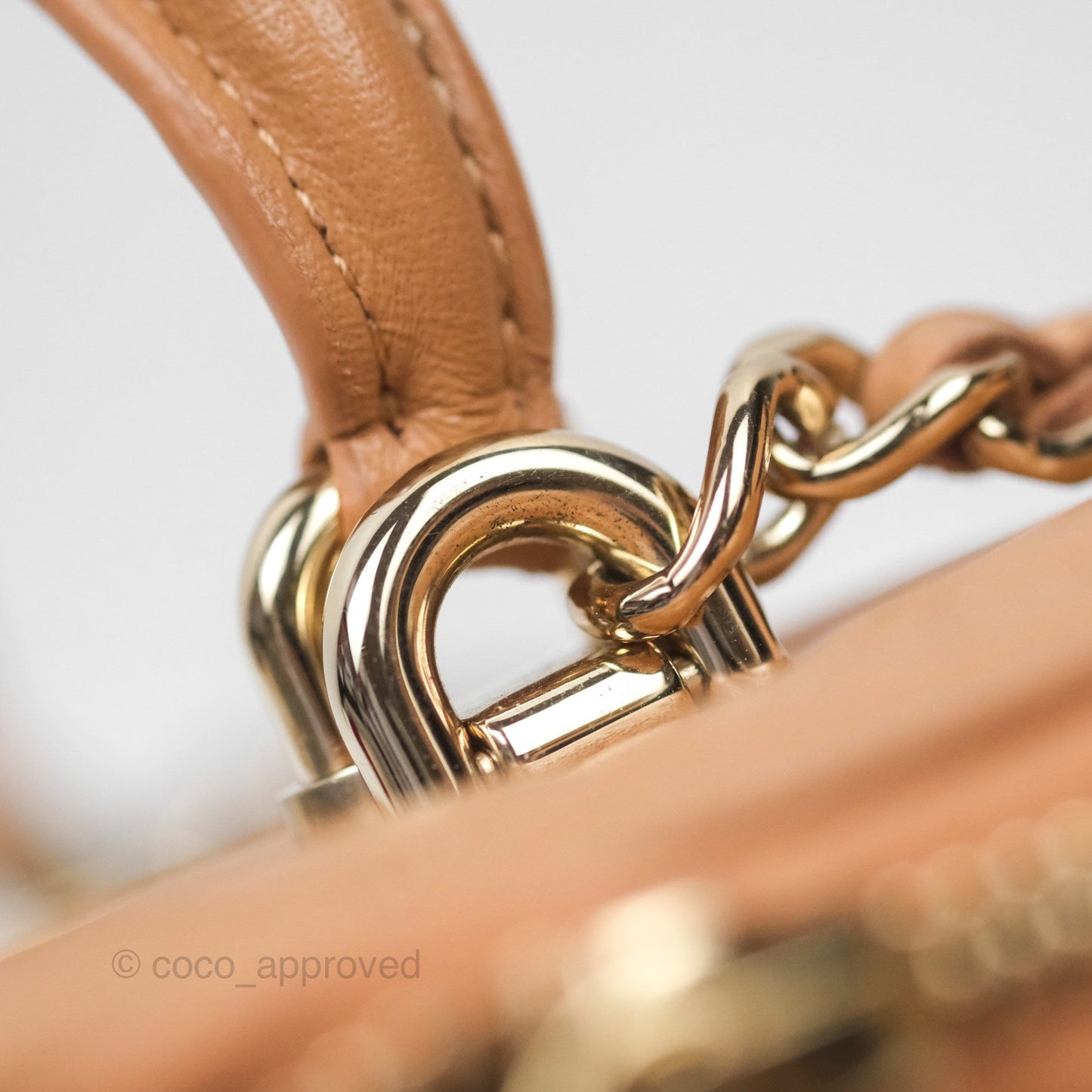 Chanel Vanity Rectangular Top Handle Beige Lambskin Gold Hardware