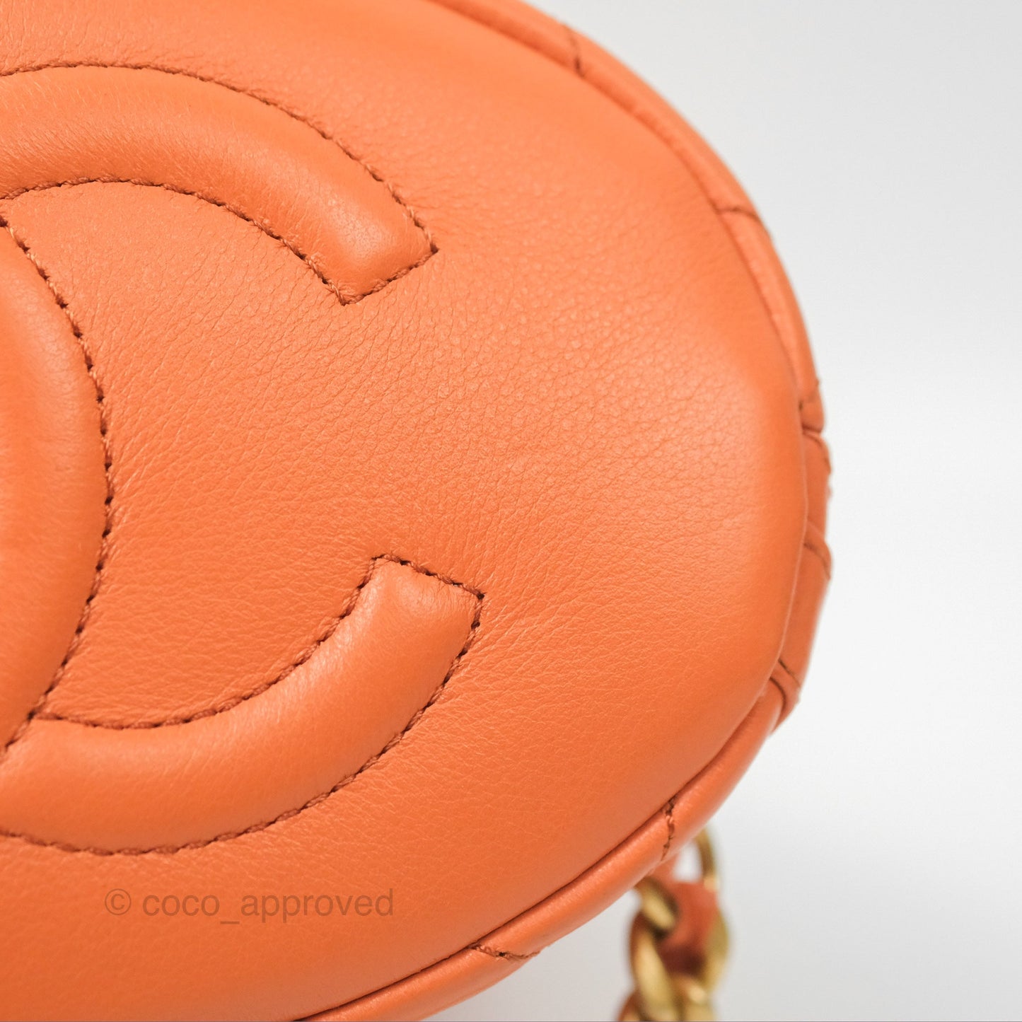 Chanel Small Drawstring Backpack Orange Calfskin Aged Gold Hardware 23A