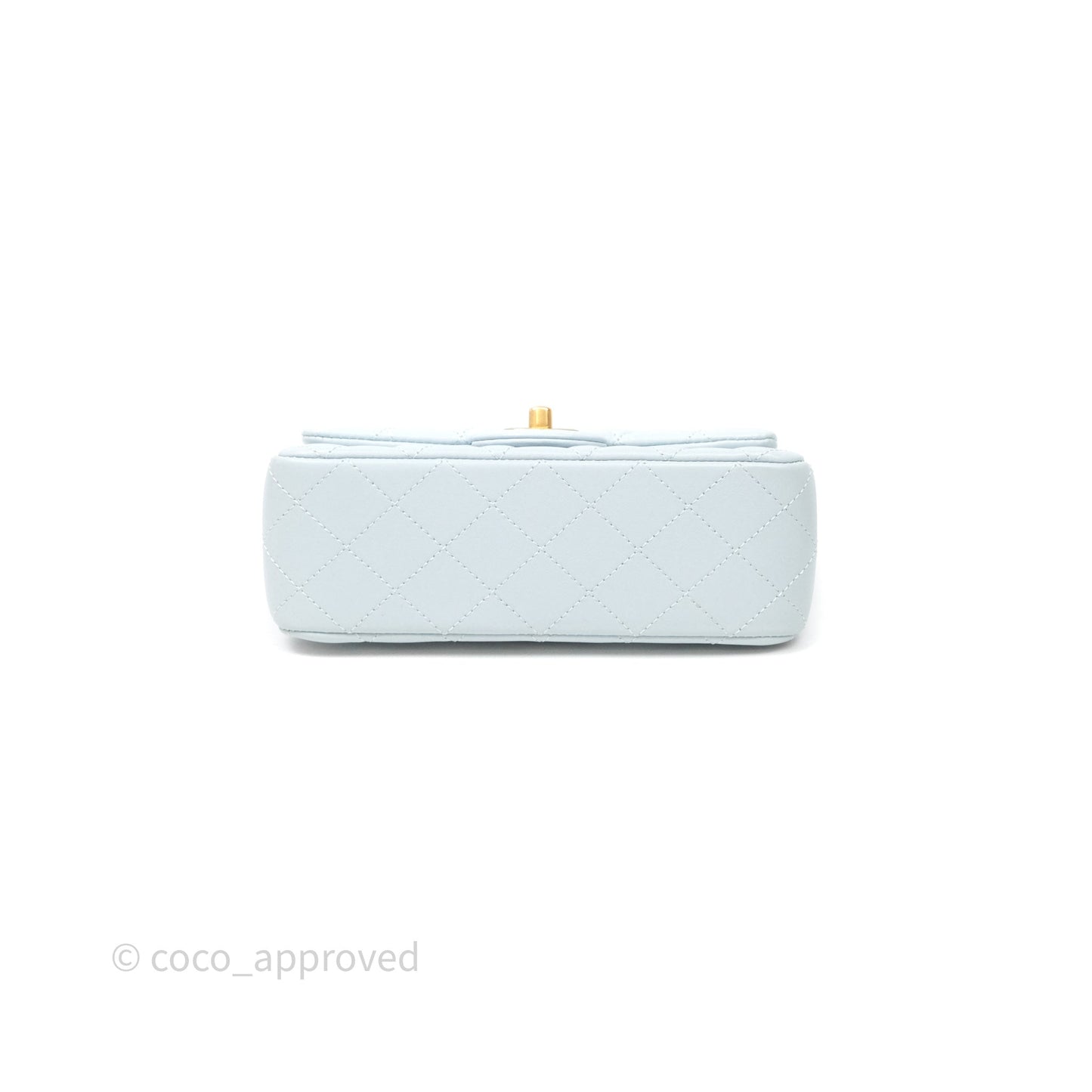Chanel Pearl Crush Mini Rectangular Light Blue Lambskin Aged Gold Hardware