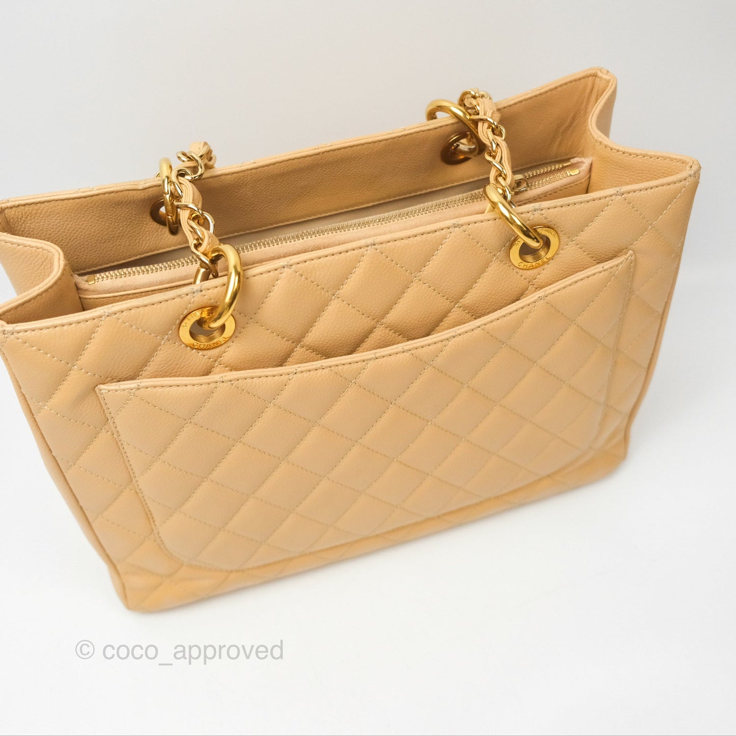 Chanel GST Beige Caviar Gold Hardware
