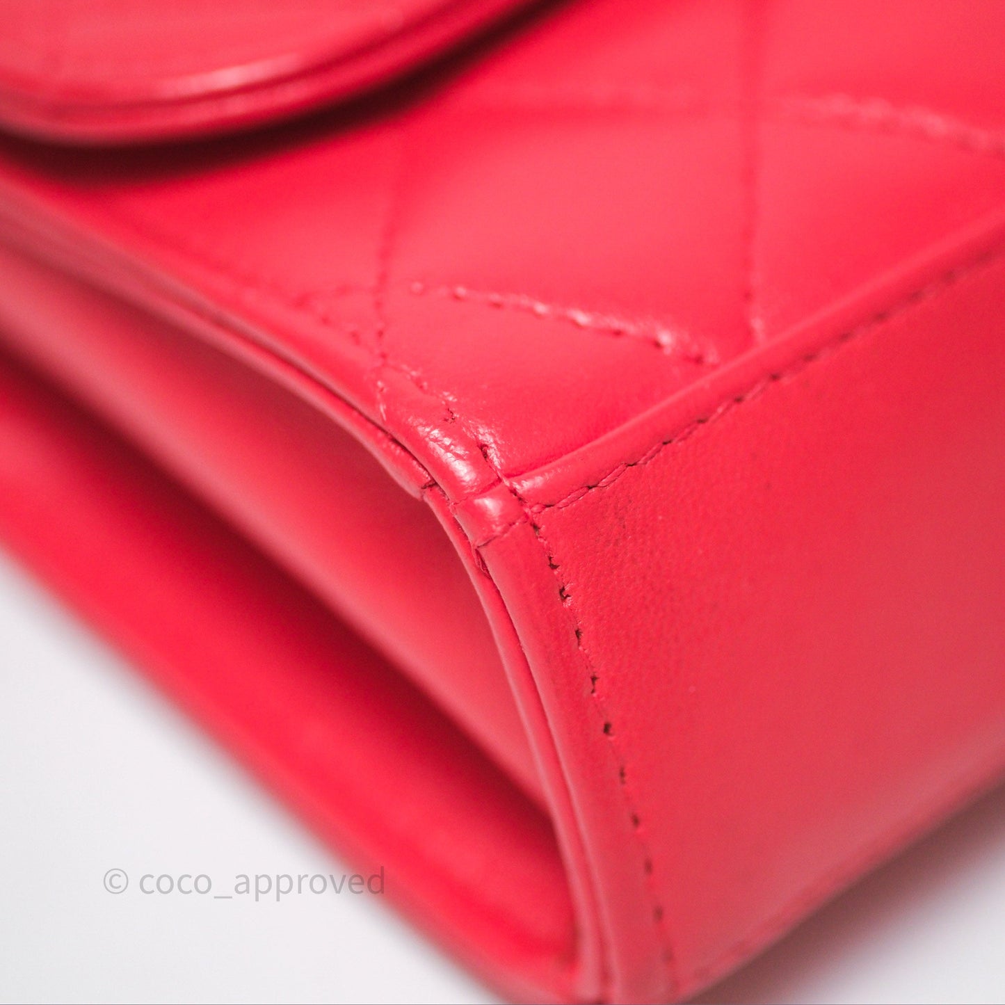 Chanel Mini Quilted Trendy CC Clutch With Chain Red Lambskin Gold Hardware