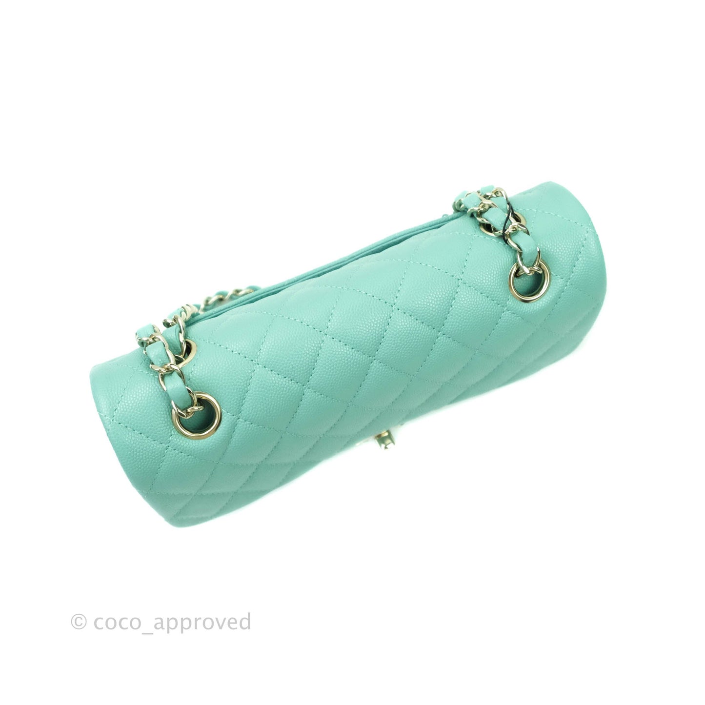Chanel Classic Small S/M Flap Tiffany Blue Mint Caviar Gold Hardware 21S