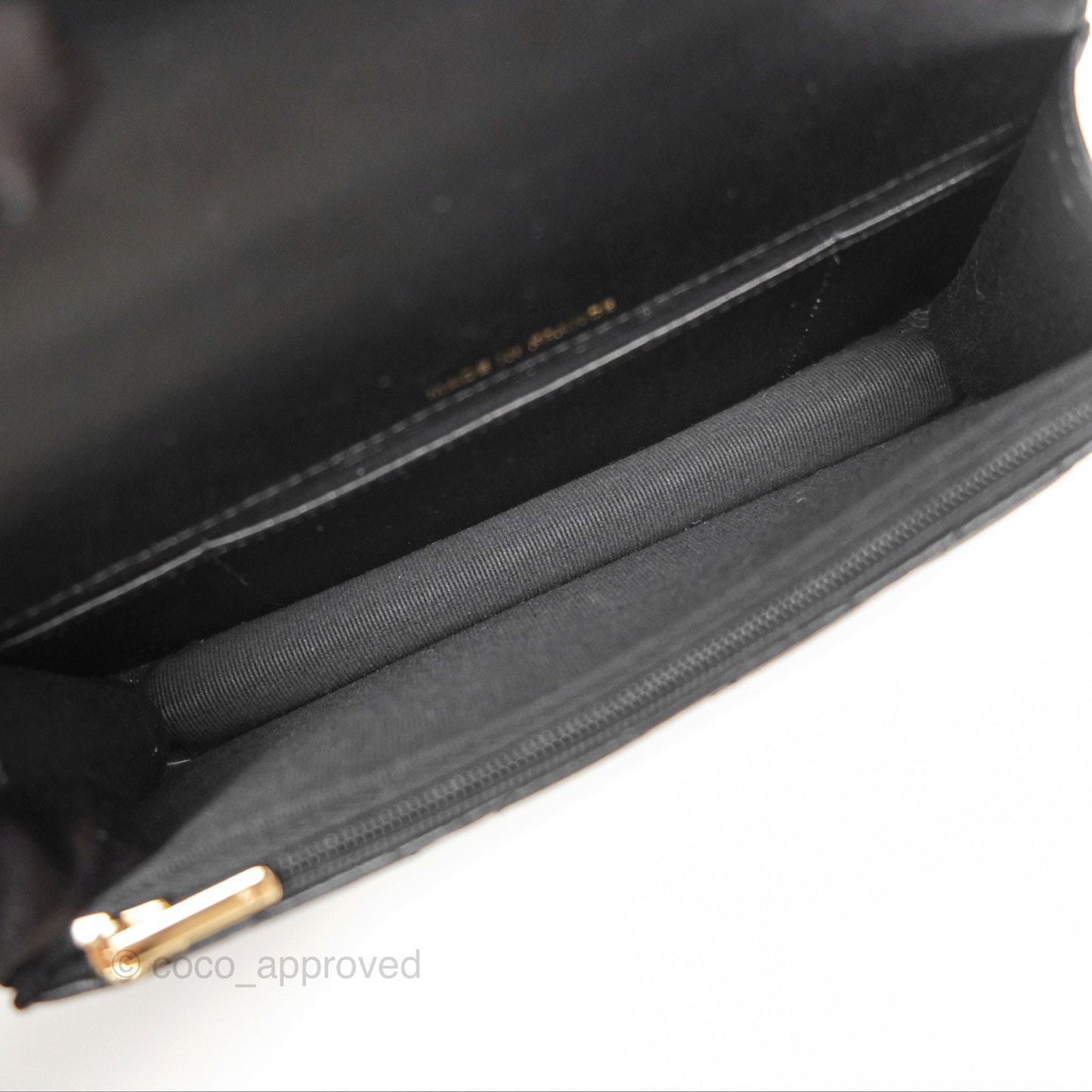 Chanel Camellia Handle Mini WOC Phone Holder with Chain Black Lambskin 23K