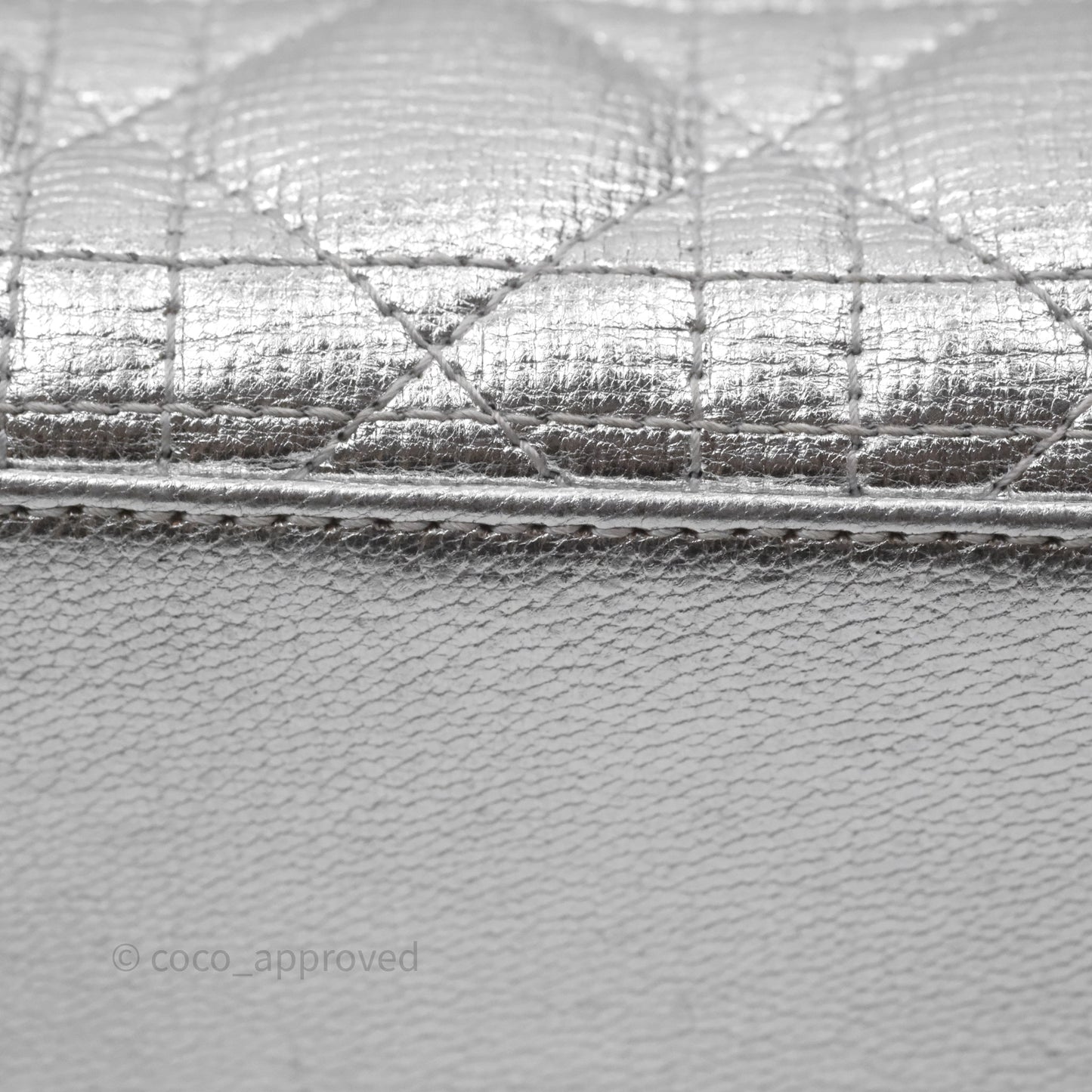 Christian Dior Small Lady Dior My ABCDior Silver Metallic Grained Calfskin Cannage