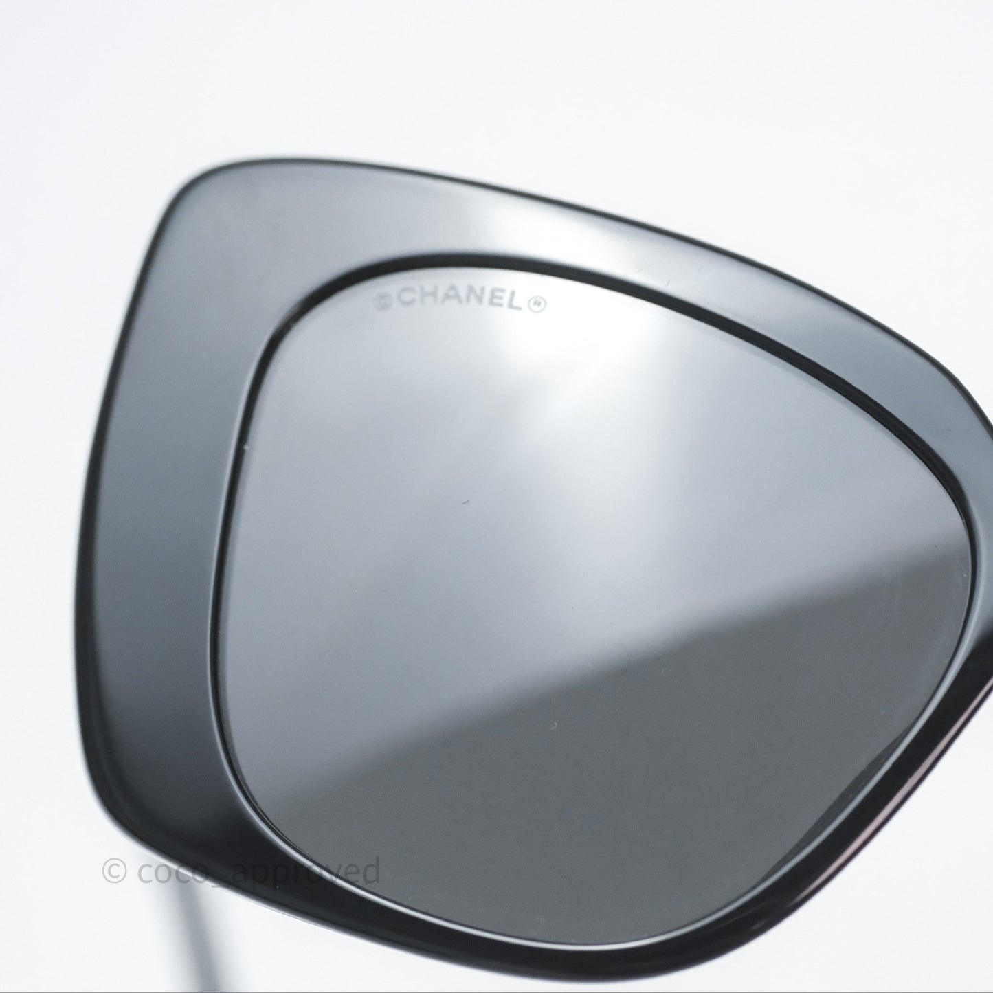 Chanel Acetate Strass Square Polarized Sunglasses Black/ White