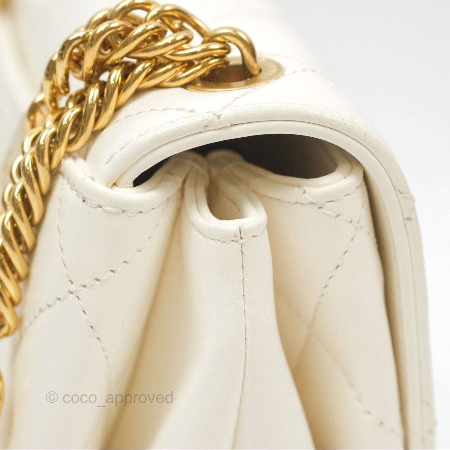 Chanel Mini Flap Bag with Enamel Charm Chain White Lambskin Gold Hardware