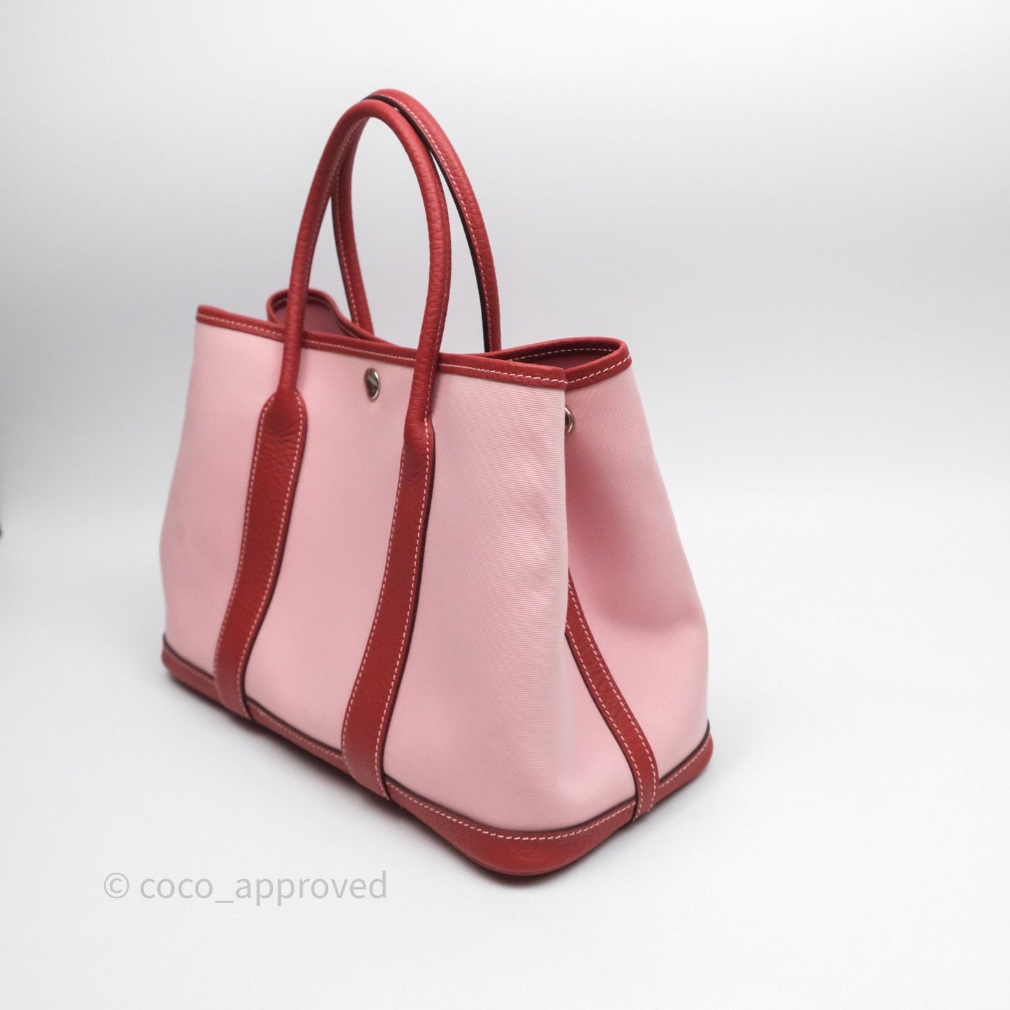 Hermès Garden Party 30 Canvas Rose Sakura 3Q/ Rouge Duchesse 2V