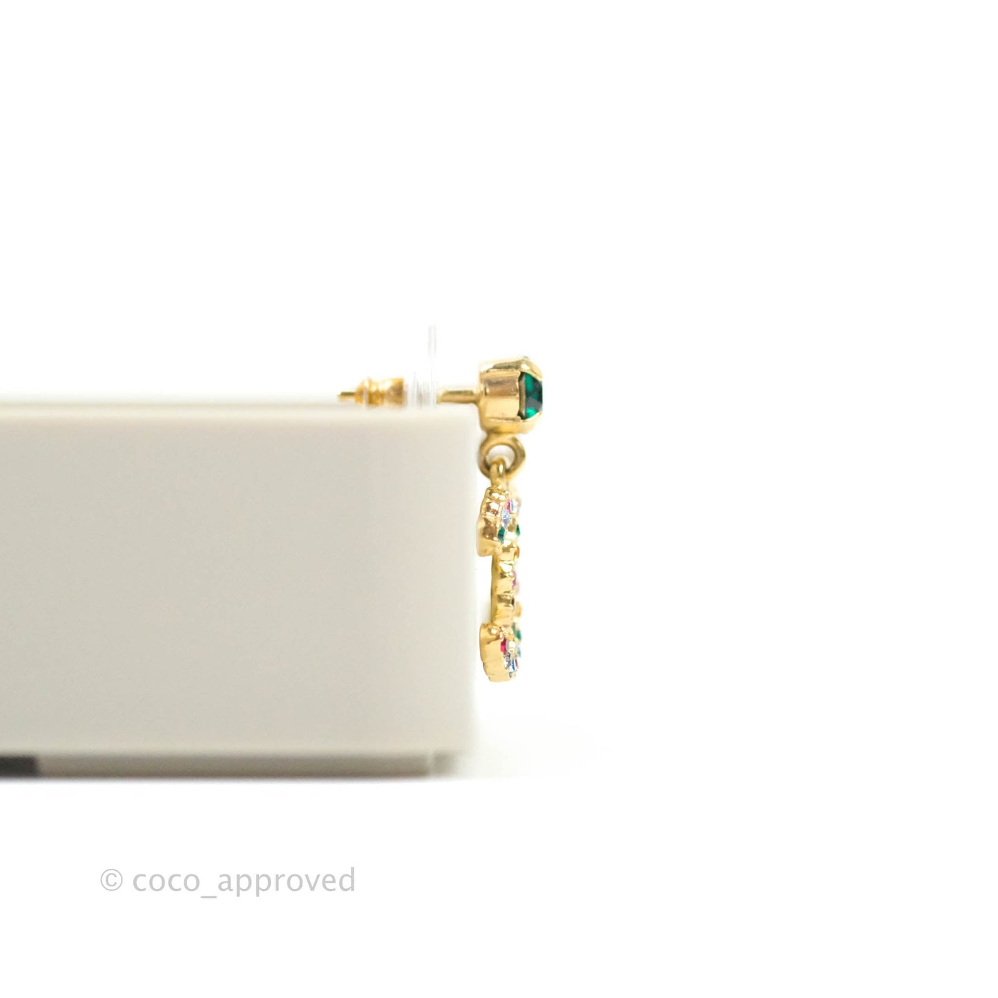 Chanel CC Crystal Drop Earrings Gold Tone 20K
