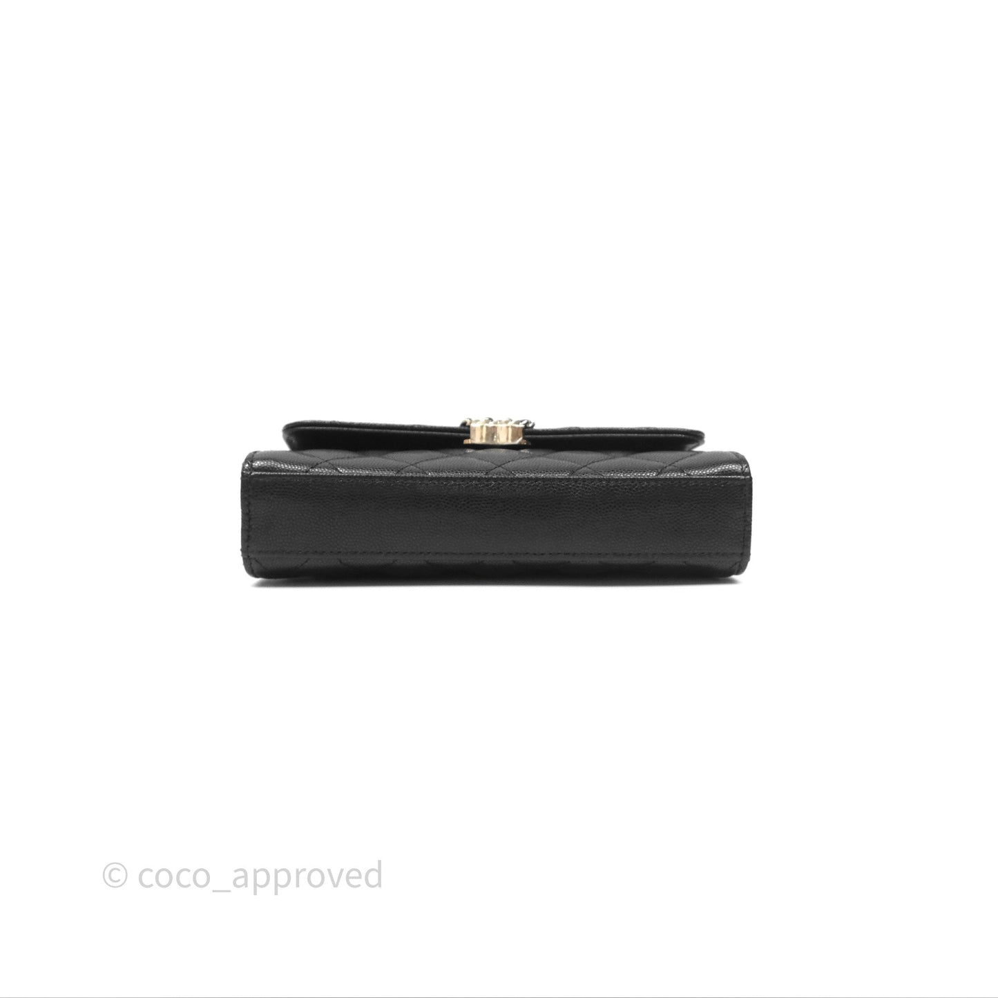 Chanel Top Handle Clutch with Chain Black Caviar Light Gold Hardware