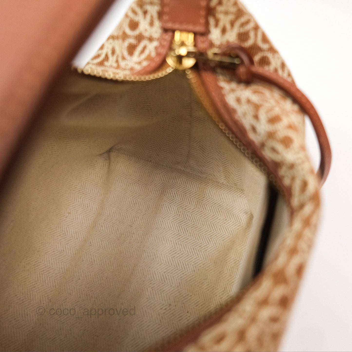 Loewe Small Cubi bag in Anagram Jacquard & Calfskin Tan Pecan
