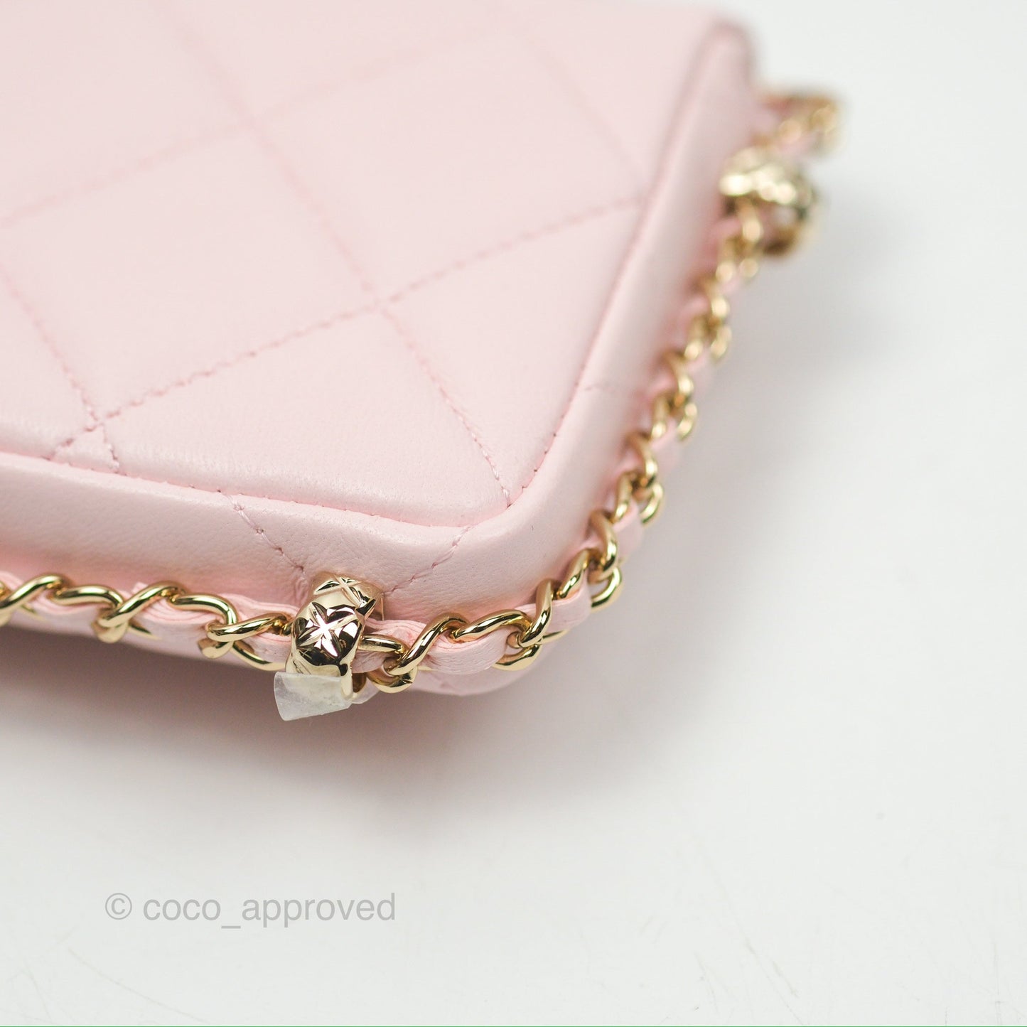 Chanel Mini Chain Around Clutch With Chain Pink Lambskin Gold Hardware 22S