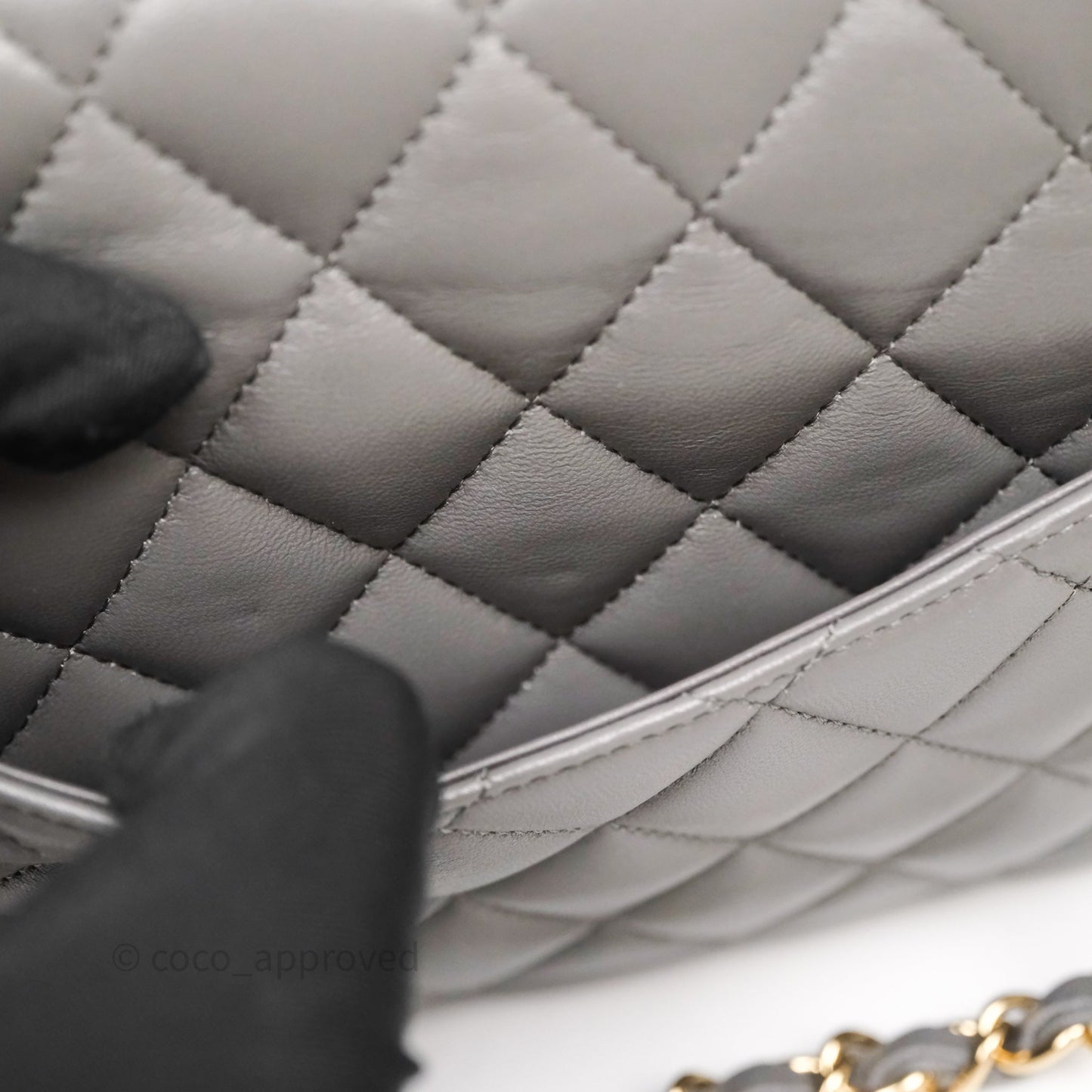 Chanel Small Quilted Classic Flap Grey Lambskin Light Gold Hardware