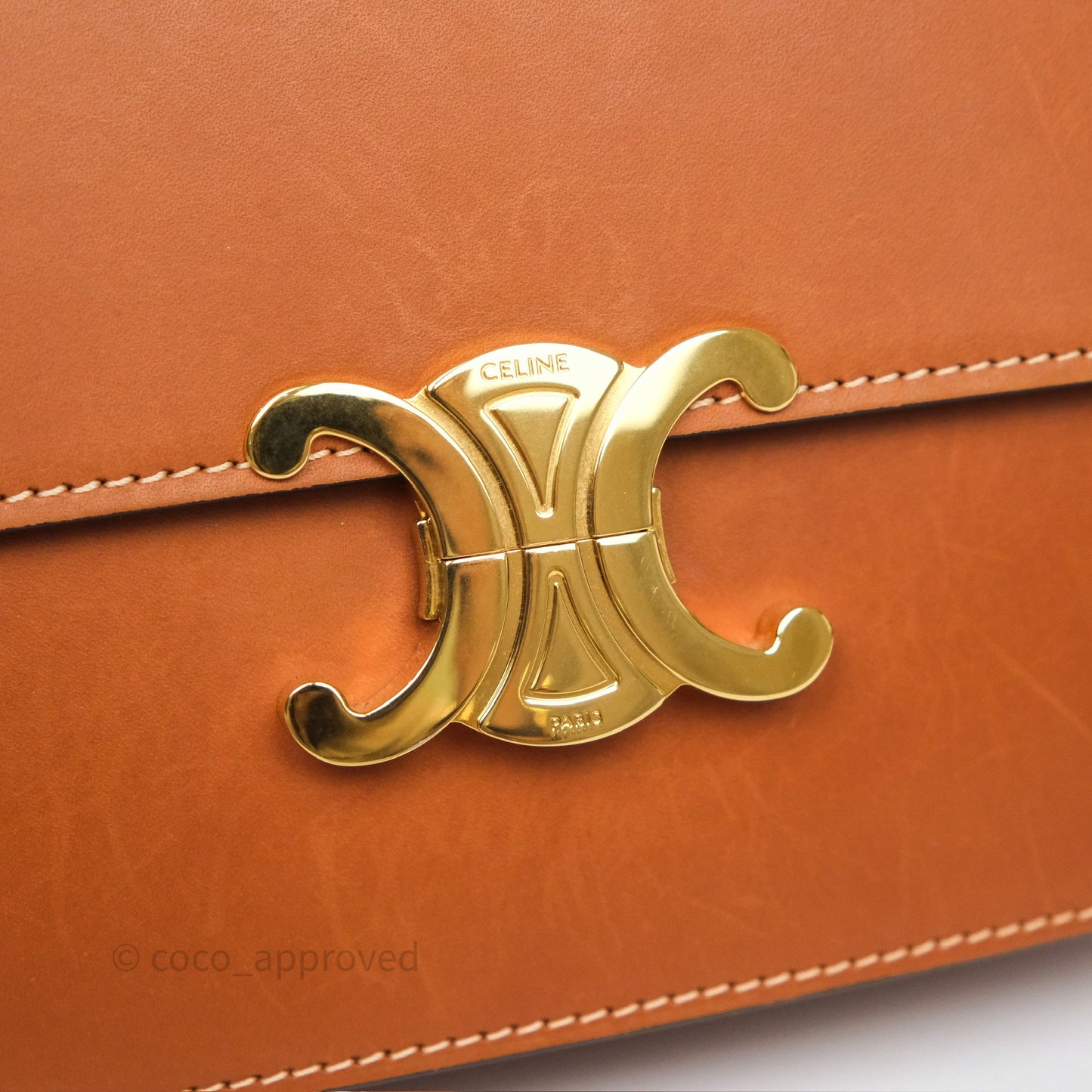 Celine Medium Triomphe Bag Tan Natural Calfskin