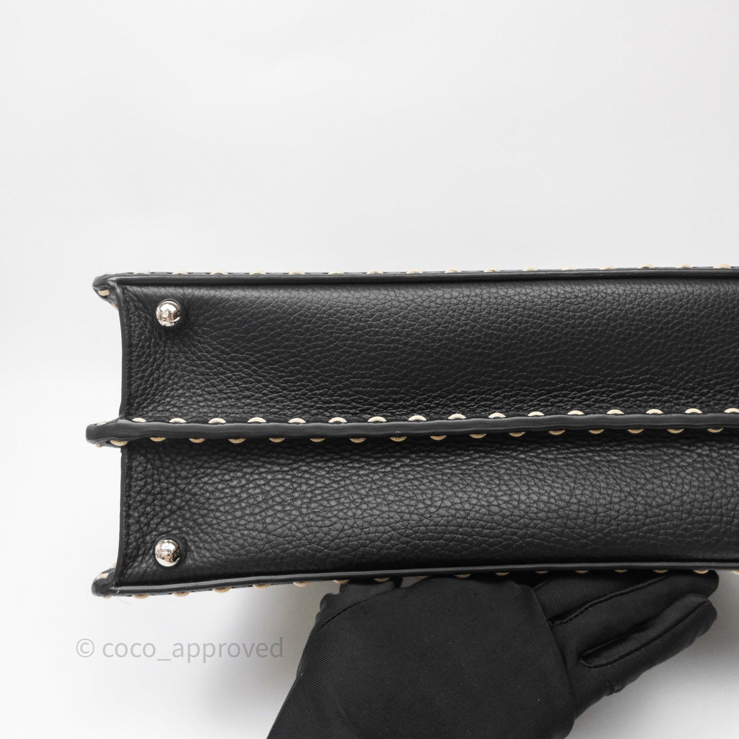Fendi Peekaboo ISeeU Python Handle Handbag Black Calfskin Silver Hardware