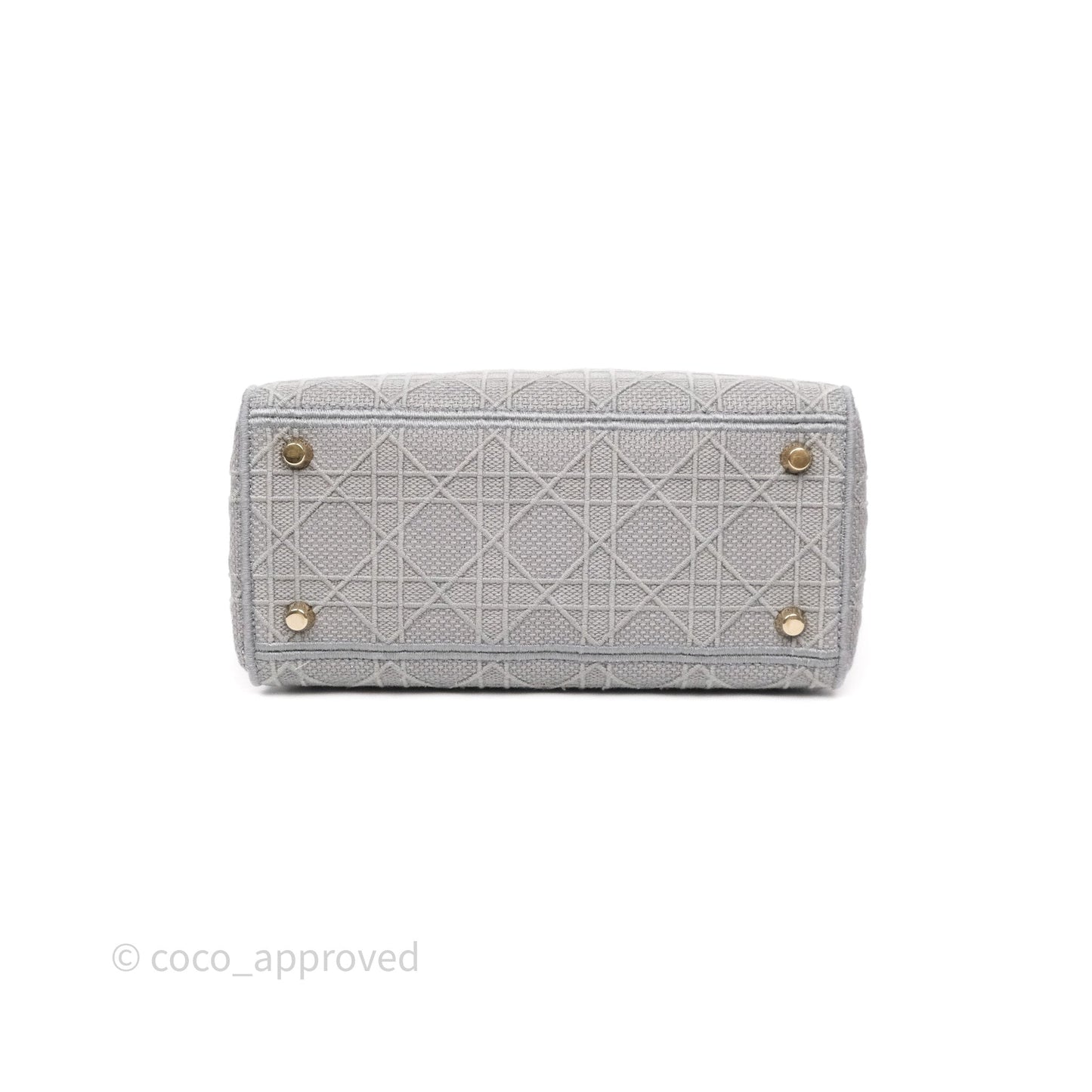 Dior Medium Lady D-Lite Bag Gray Cannage Embroidery Gold Hardware