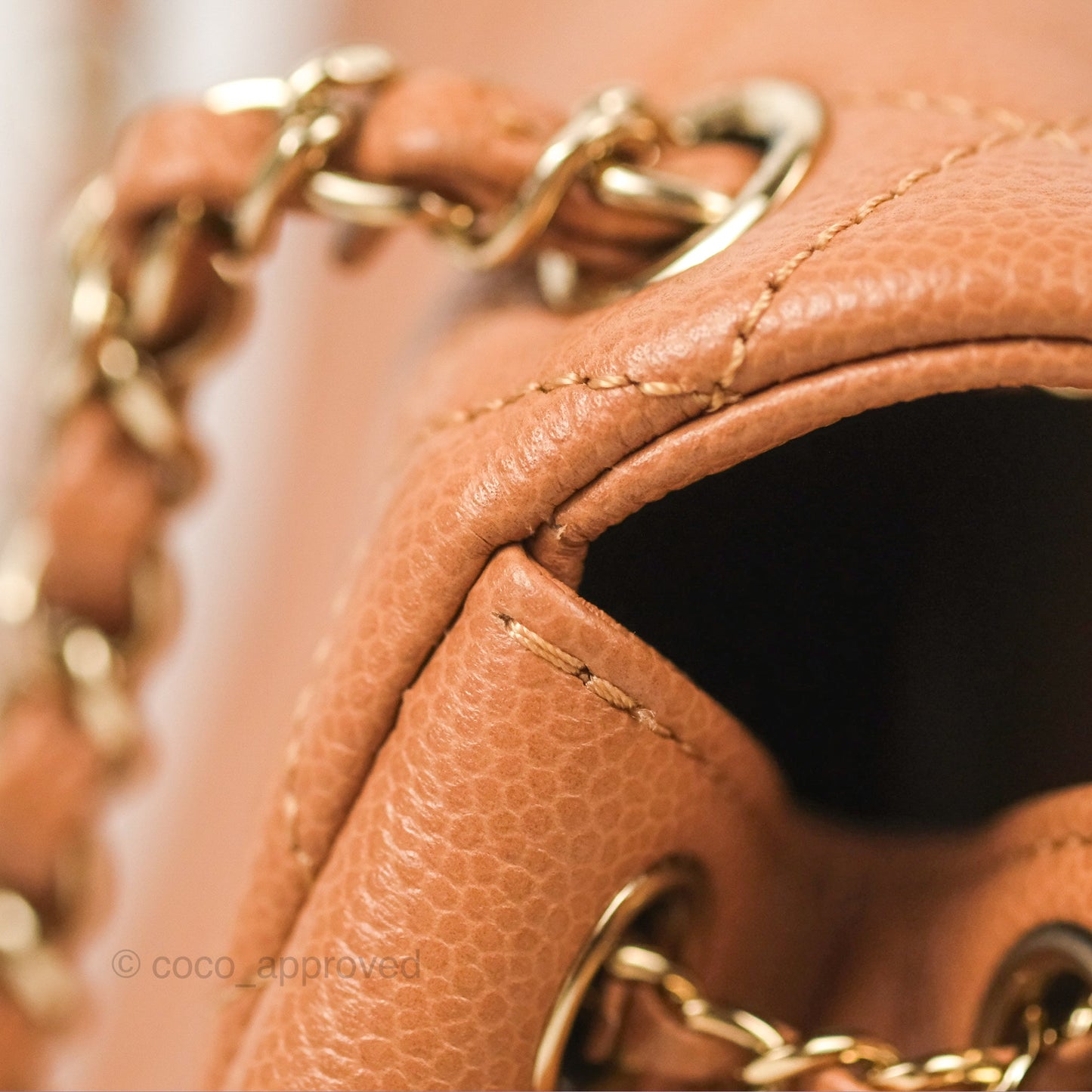 Chanel Duma Backpack Medium Dark Caramel Beige Caviar Gold Hardware