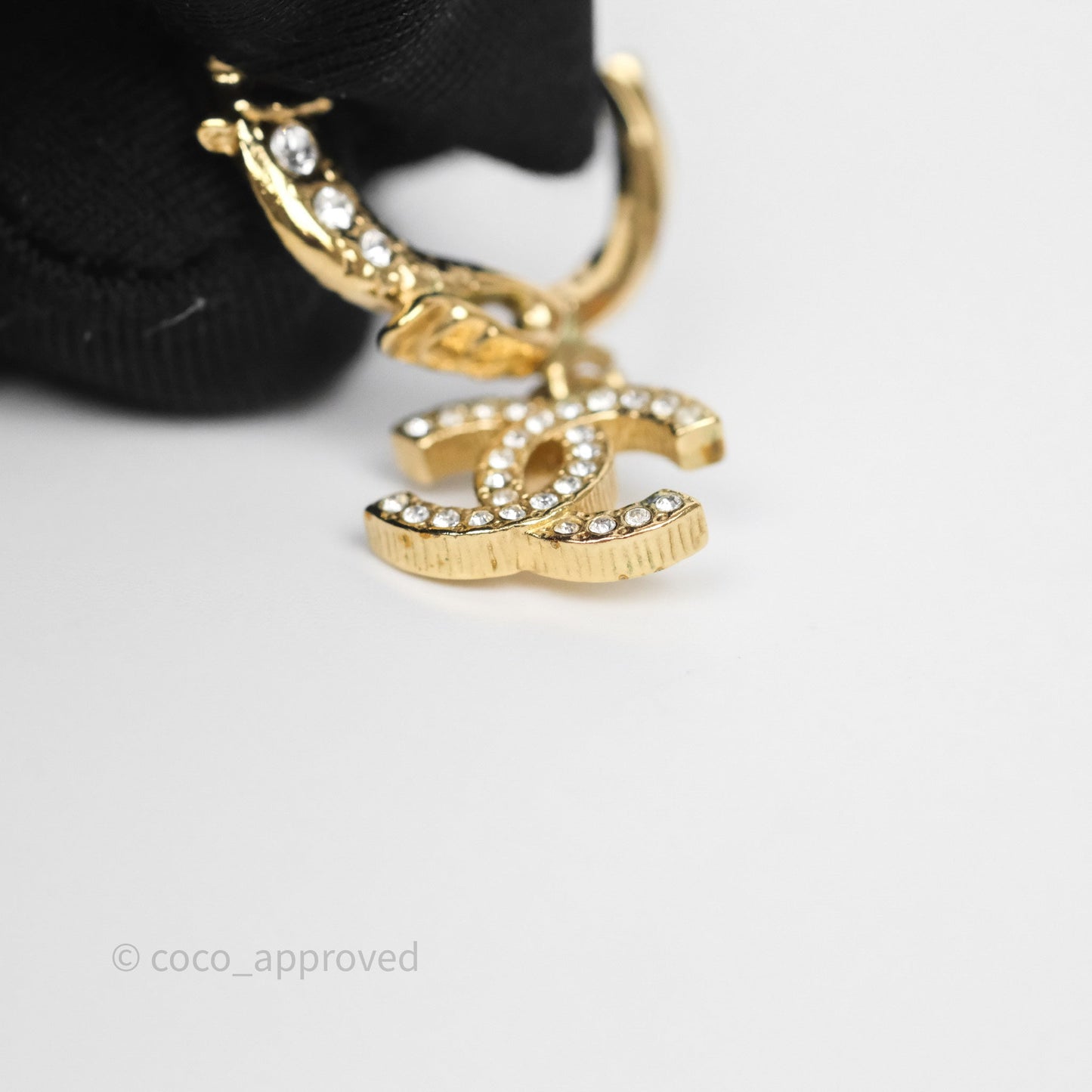 Chanel CC Crystal Hoop Earrings Gold Tone 23V