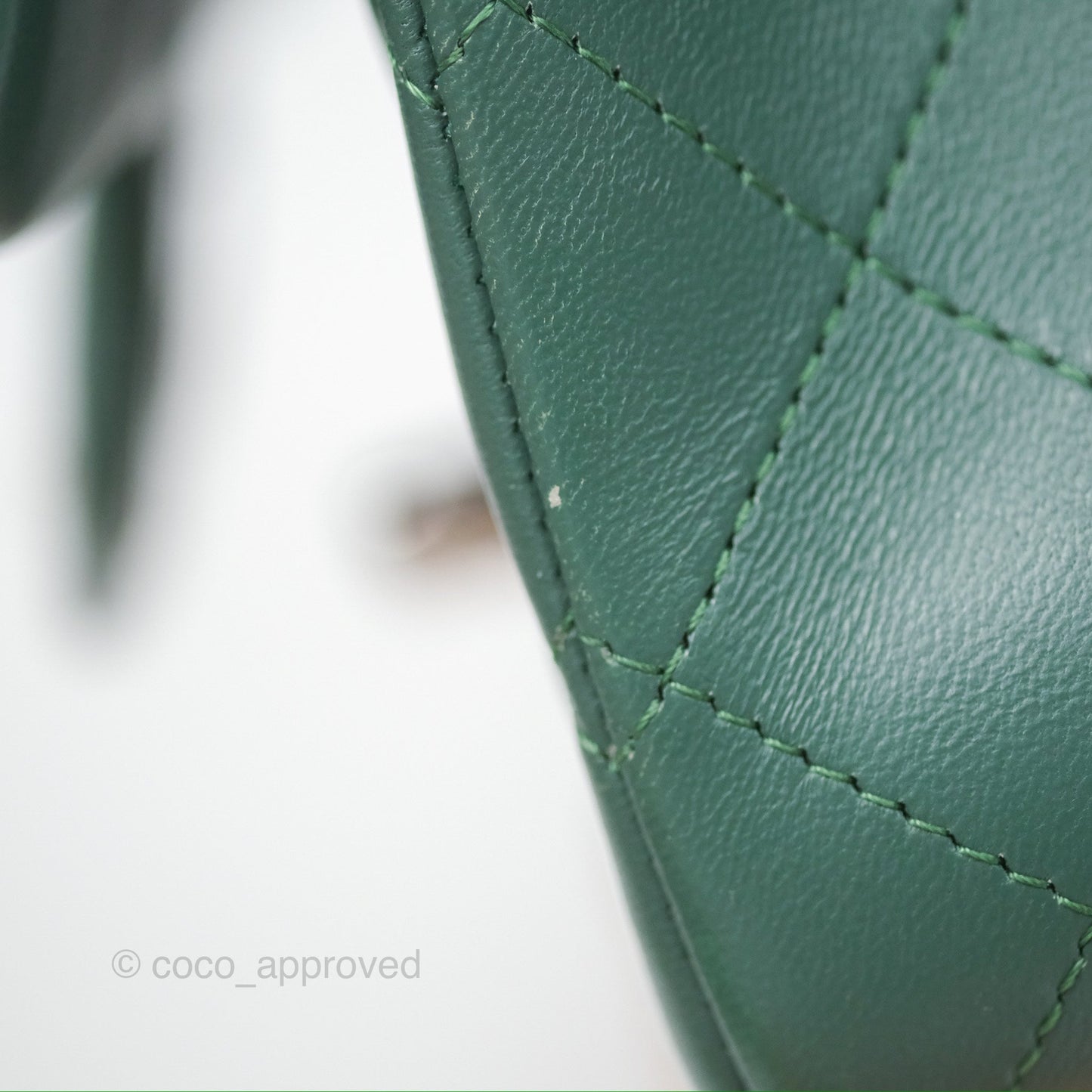 Chanel Mini Square Quilted Green Lambskin Silver Hardware