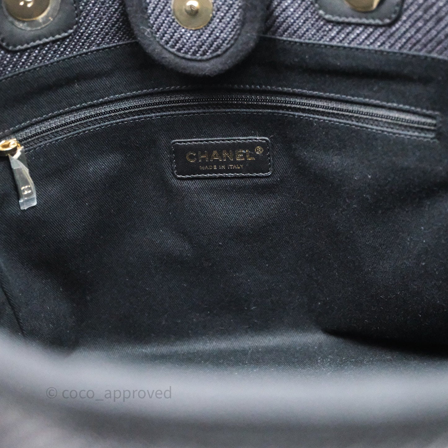 Chanel Medium Deauville Navy Canvas Gold Hardware