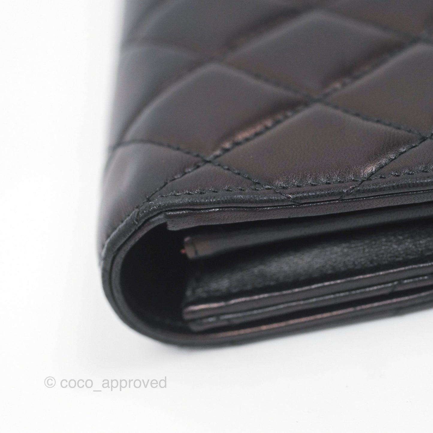 Chanel Quilted Classic Zip Long Wallet Black Lambskin Silver Hardware