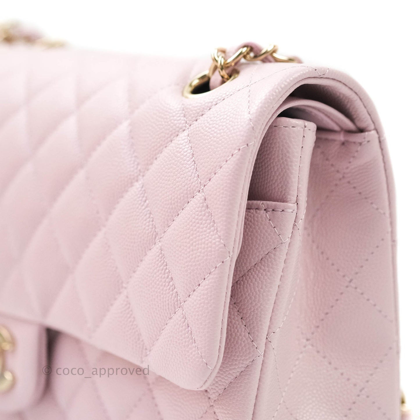 Chanel M/L Medium Double Flap Bag Lilac Rose Clair Caviar Gold Hardware 21S