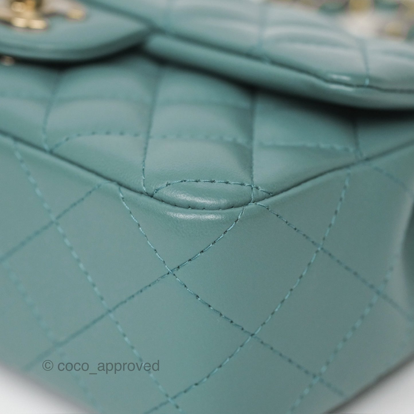 Chanel Quilted Mini Rectangular Flap Turquoise Blue Lambskin Gold Hardware