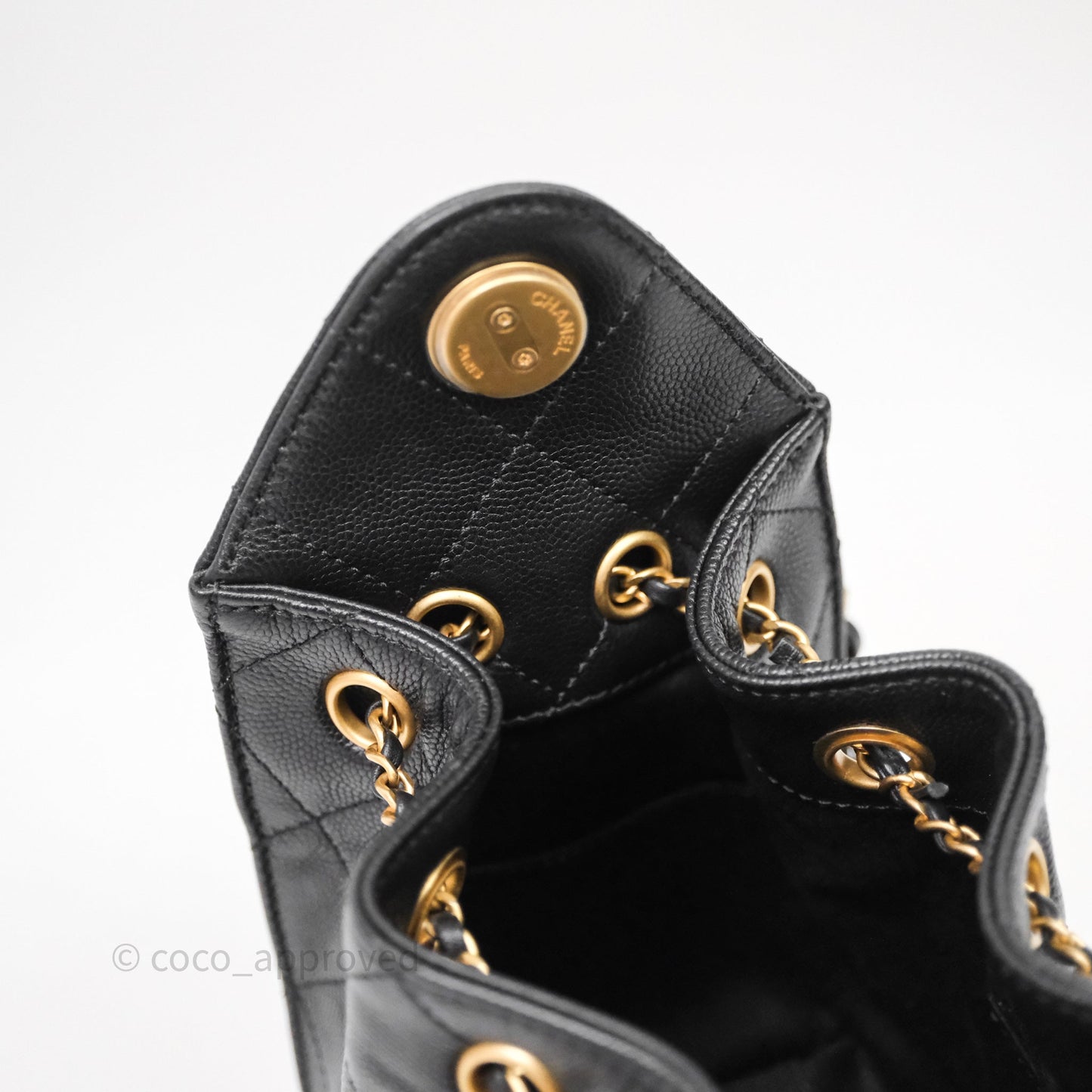 Chanel 25 Mini Black Caviar Aged Gold Hardware