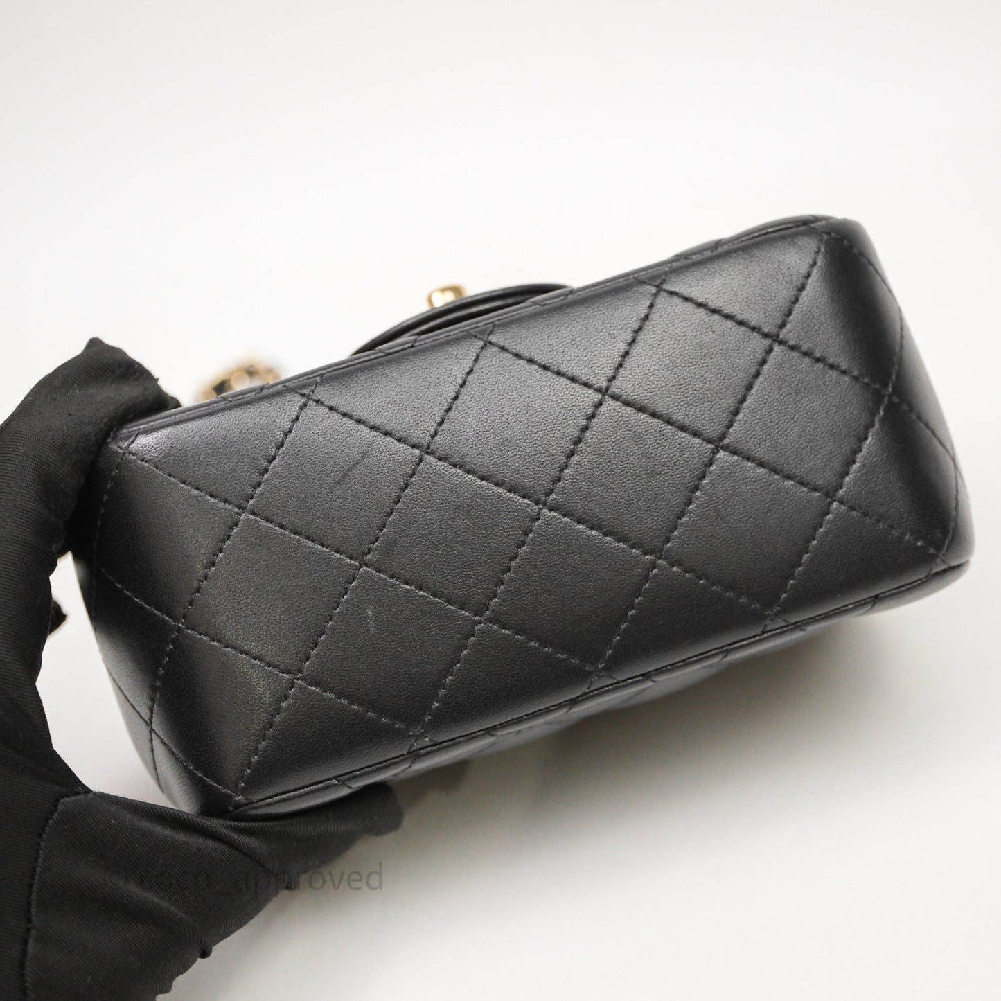 Chanel Mini Square Quilted Black Lambskin Gold Hardware