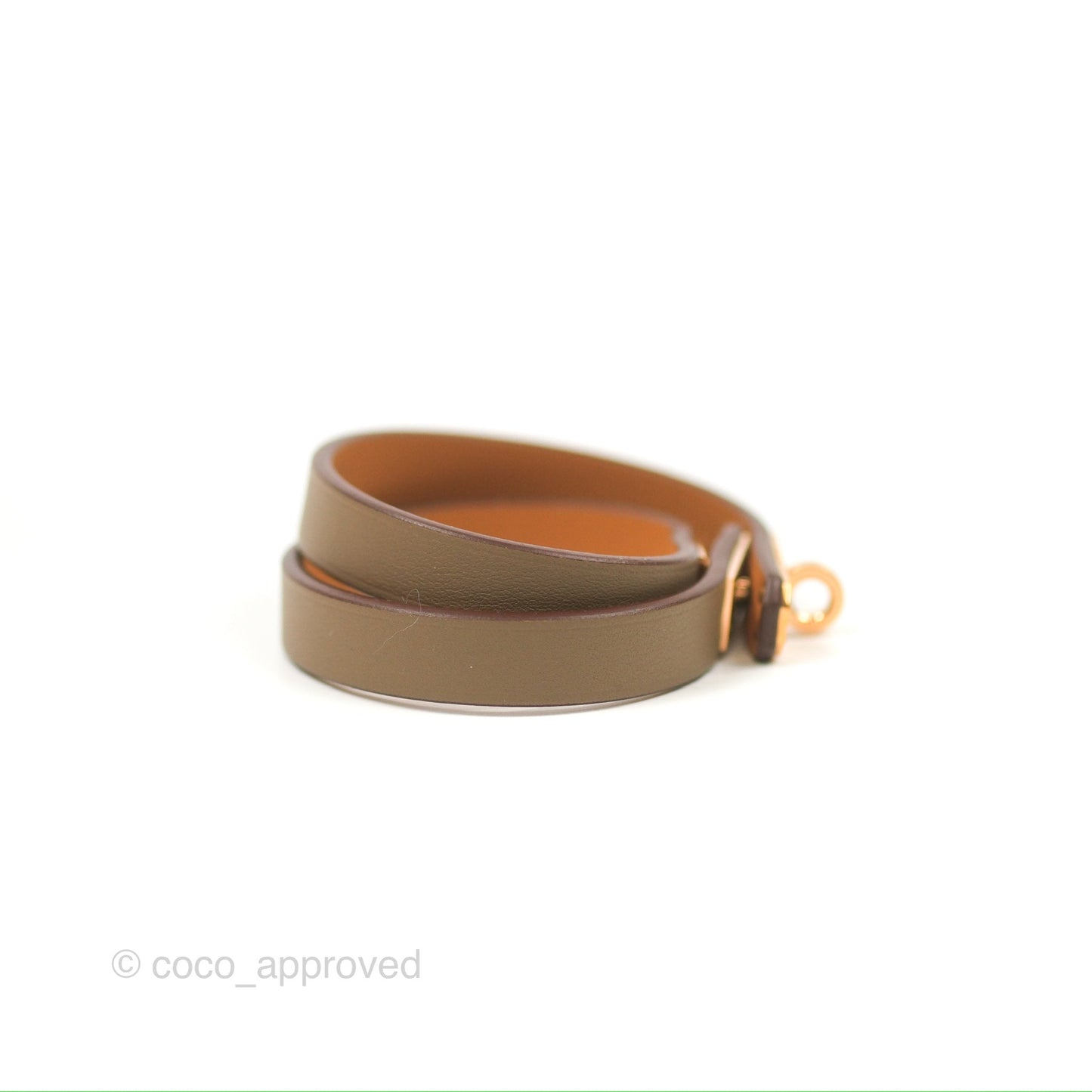 Hermès Kelly Double Tour Bracelet Etoupe Swift Rose Gold Hardware