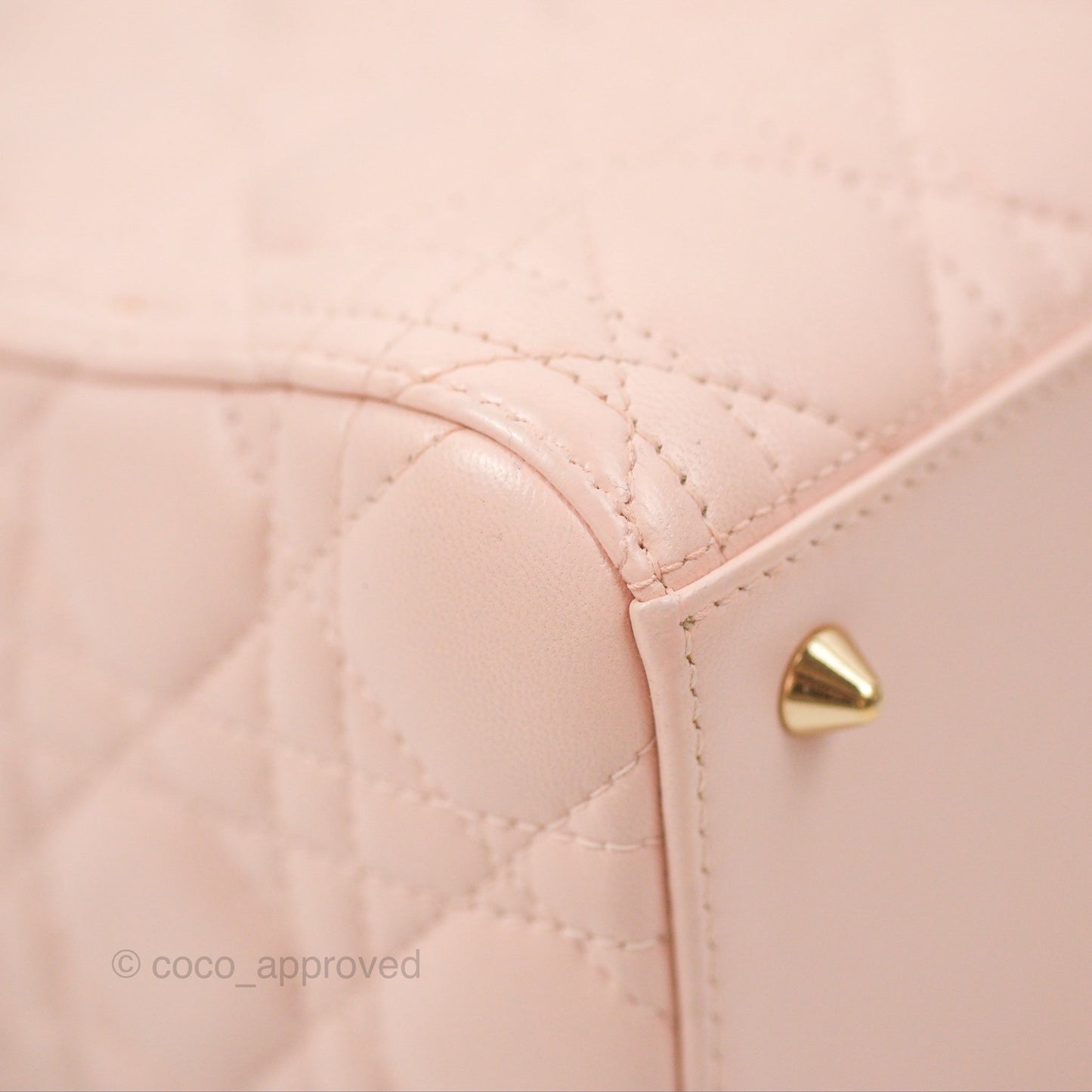 Christian Dior Medium Lady Dior Cannage Light Pink Lambskin Gold Hardware