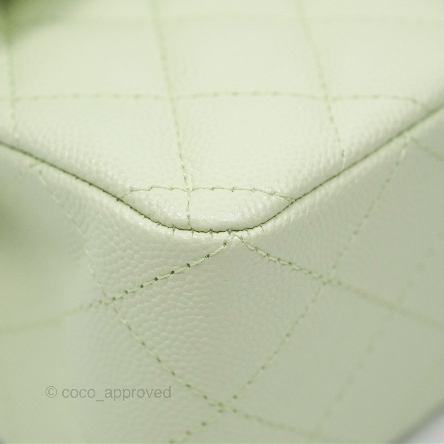Chanel Small Classic Quilted Flap Mint Green Caviar Gold Hardware 22C