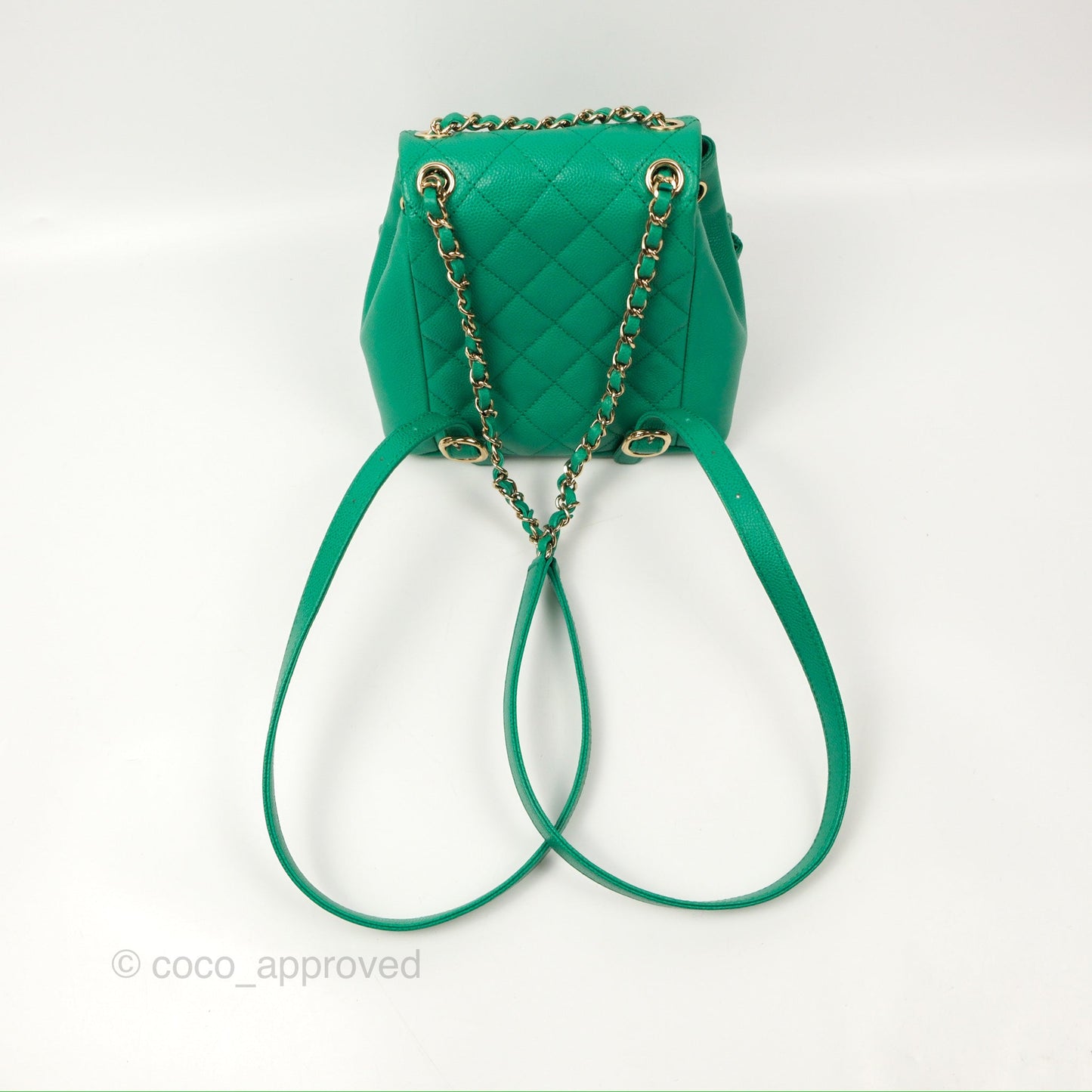 Chanel Duma Backpack Small Green Caviar Gold Hardware 23P