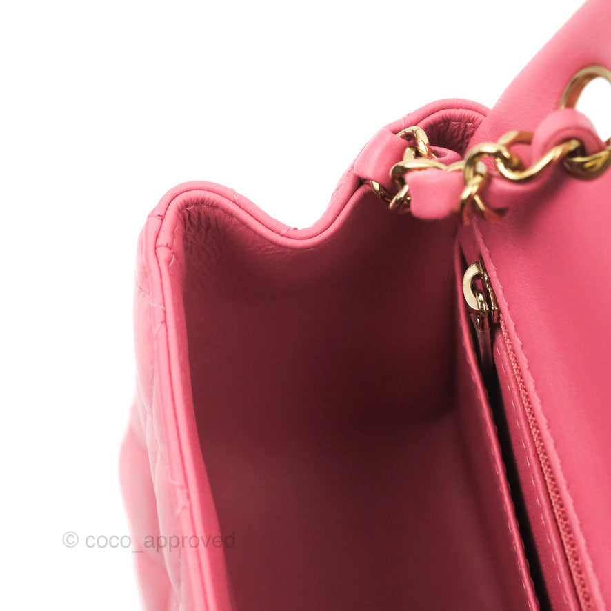 Chanel Mini Square Flap Pink Lambskin Gold Hardware