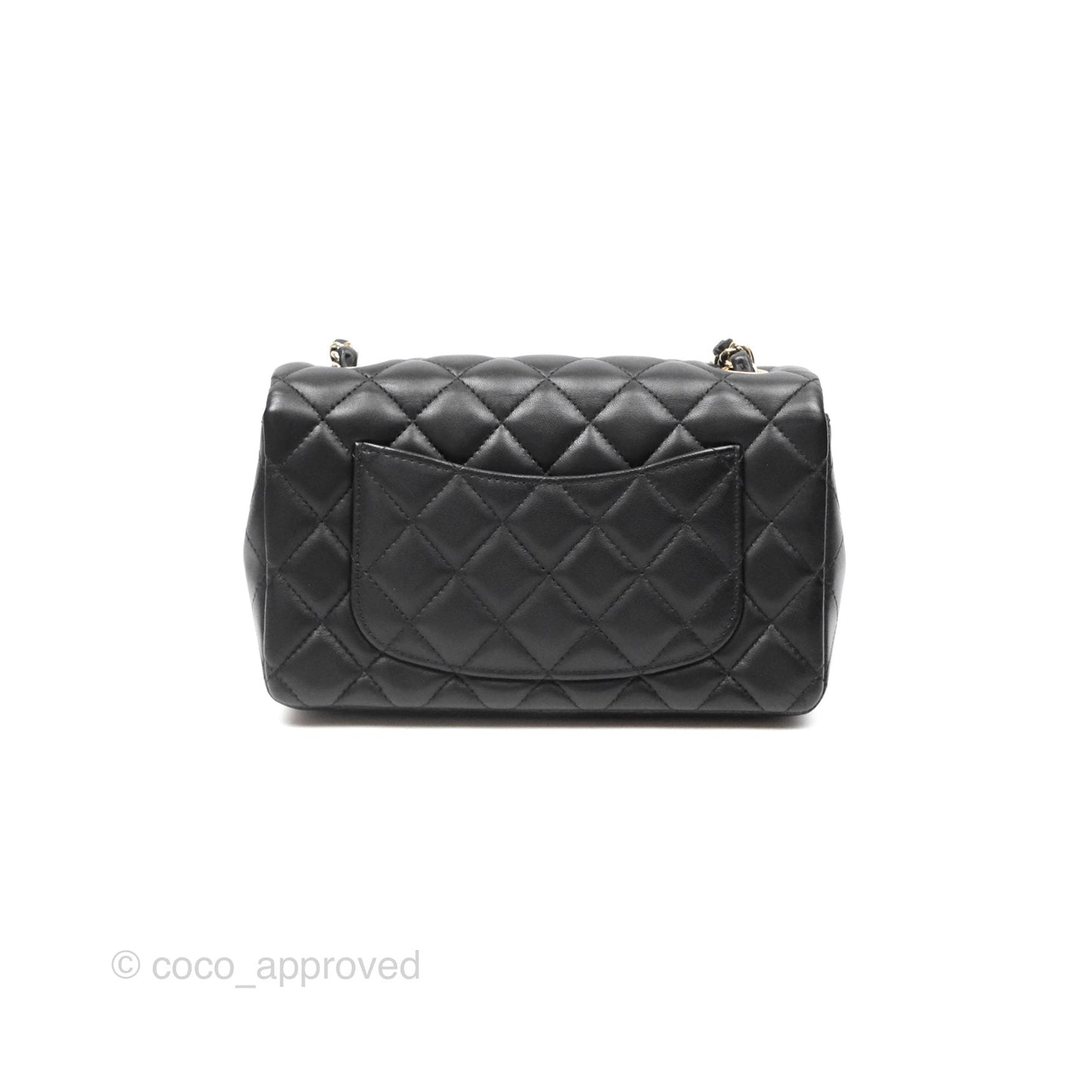 Chanel Quilted Mini Rectangular Black Lambskin Gold Hardware