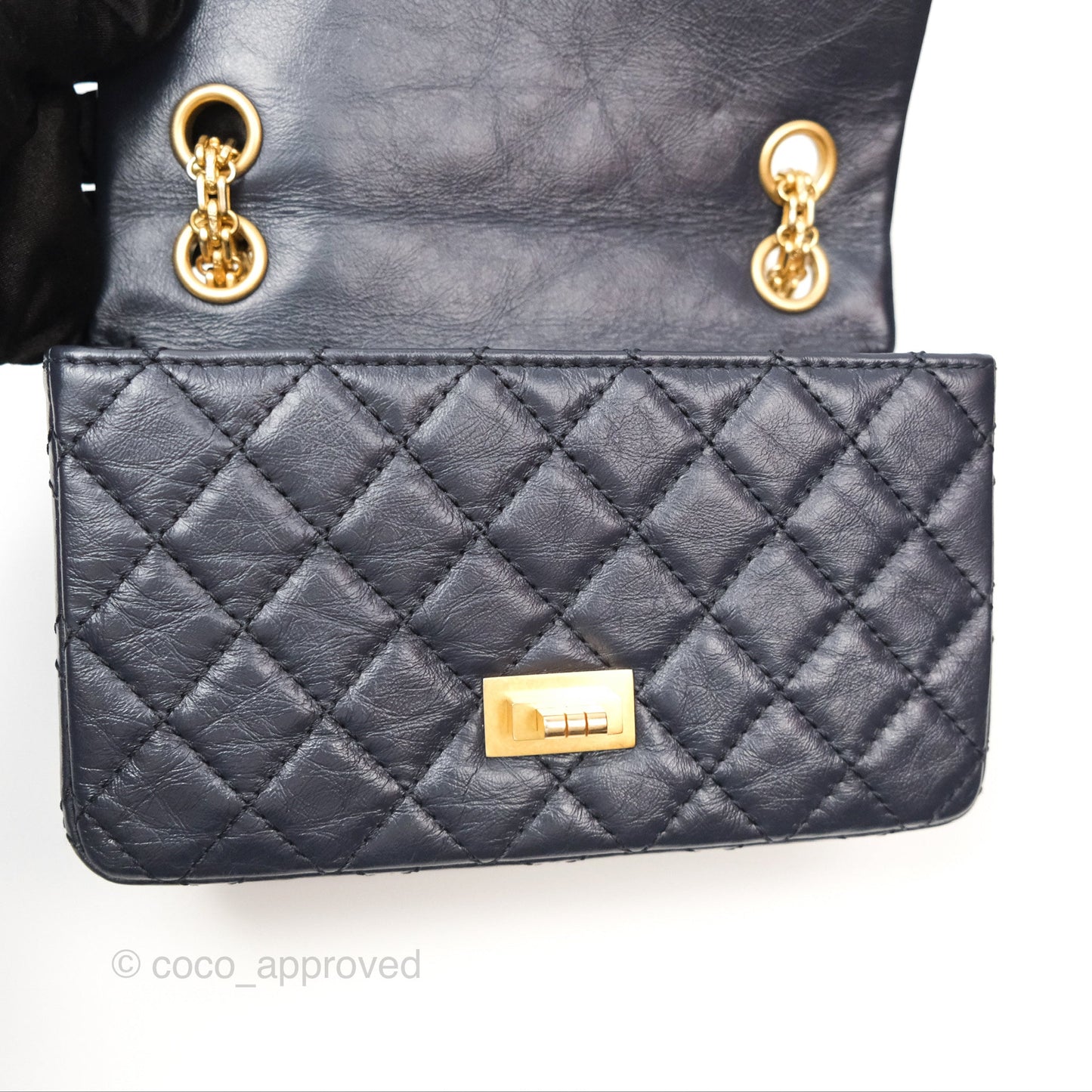 Chanel Mini Reissue 224 Navy Aged Calfskin Aged Gold Hardware