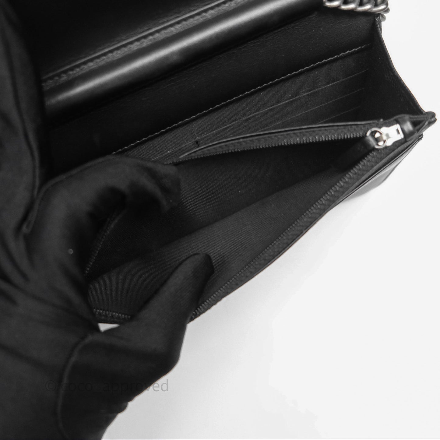 Chanel Quilted Boy Wallet on Chain WOC Black Caviar Ruthenium Hardware