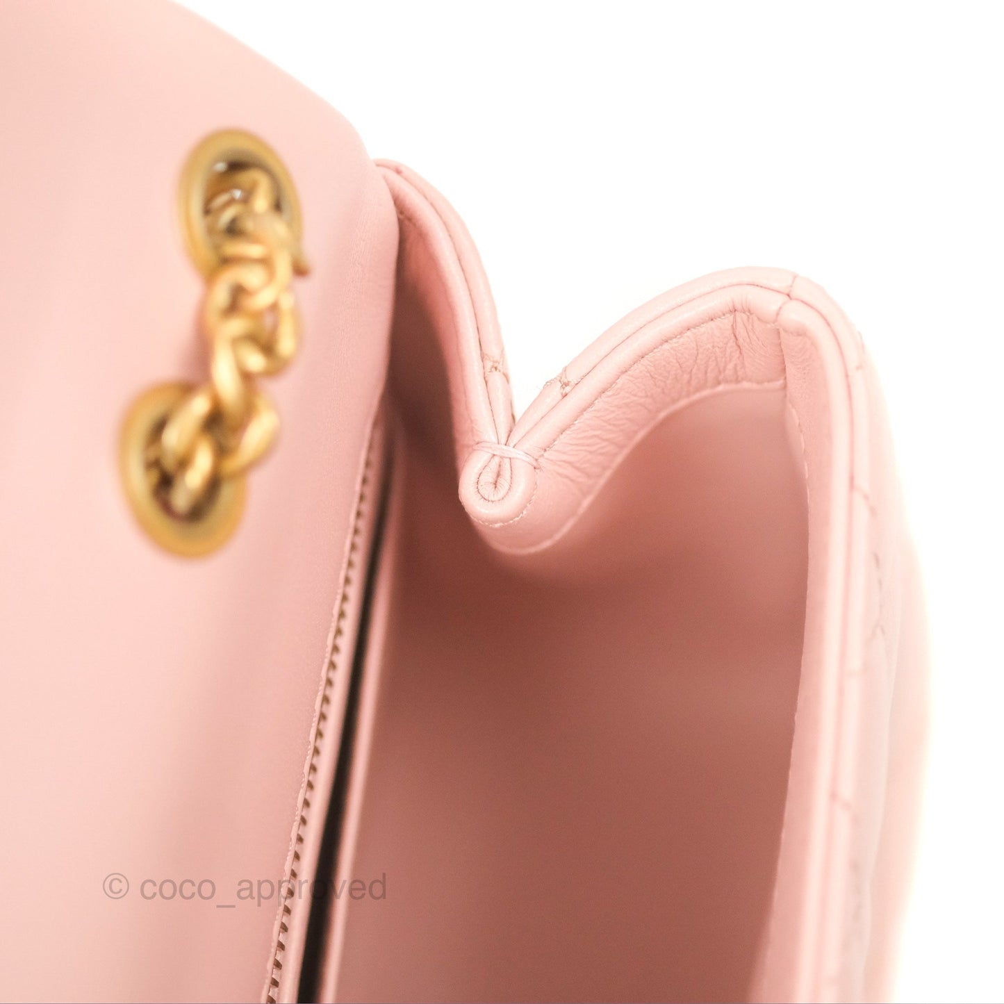 Chanel Quilted Mini Square Flap with Camellia Adjustable Chain Pink Clair Lambskin 23S