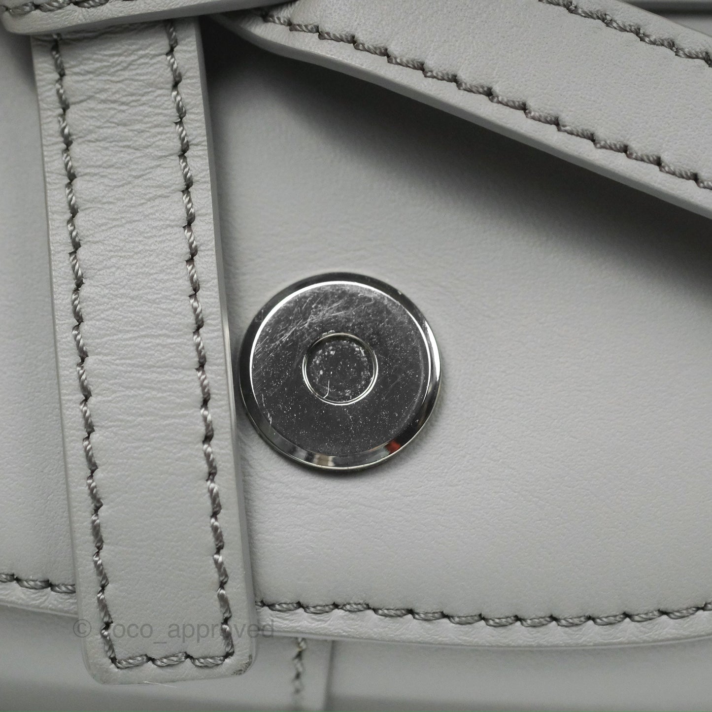 Loewe Mini Gate Dual Bag in Soft Calfskin & Jacquard Strap Light Grey