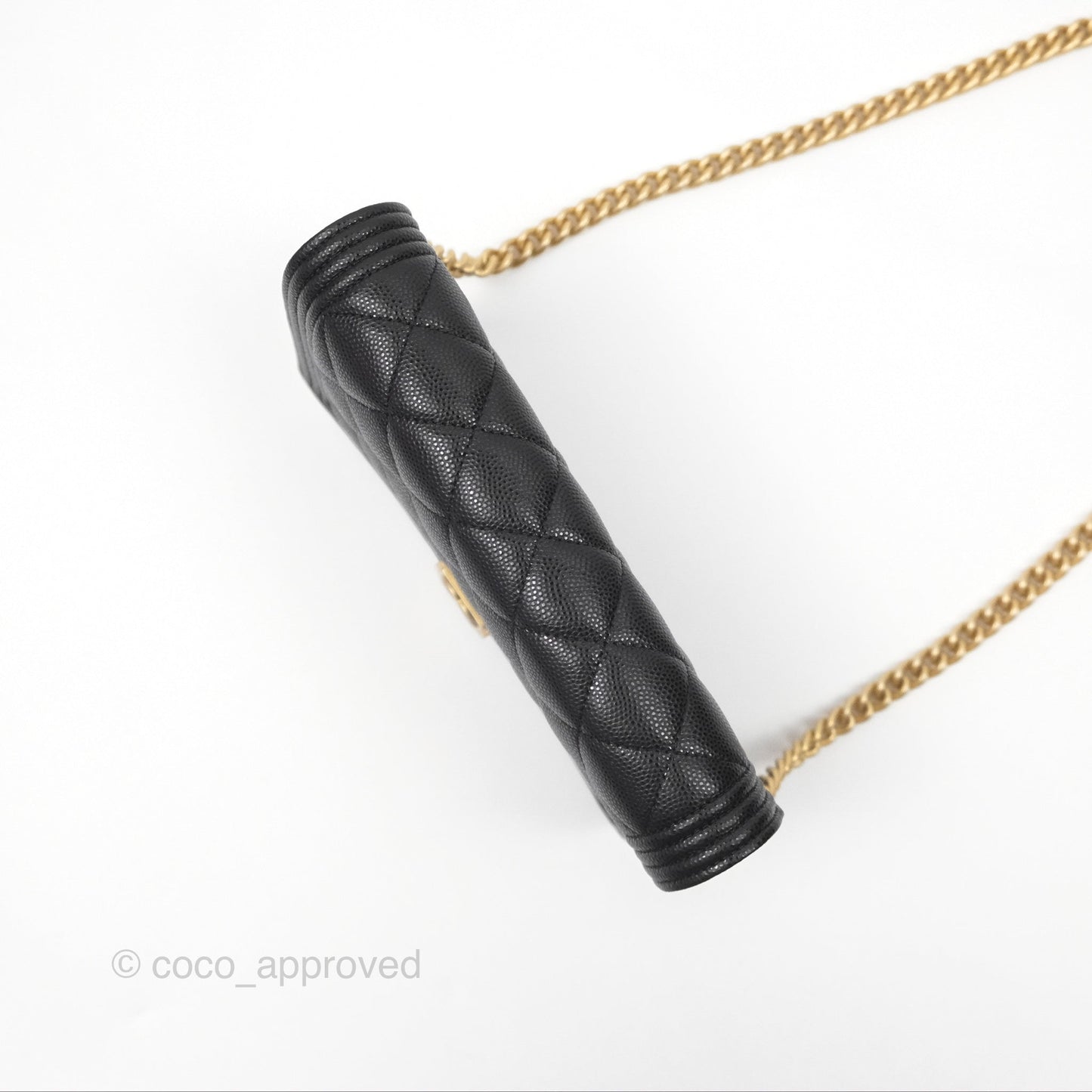 Chanel Quilted Boy Wallet on Chain WOC Black Caviar Age Gold Hardware