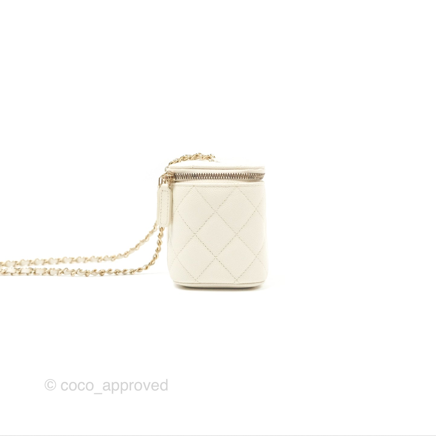 Chanel Classic Vanity With Chain Ivory Caviar Gold Hardware