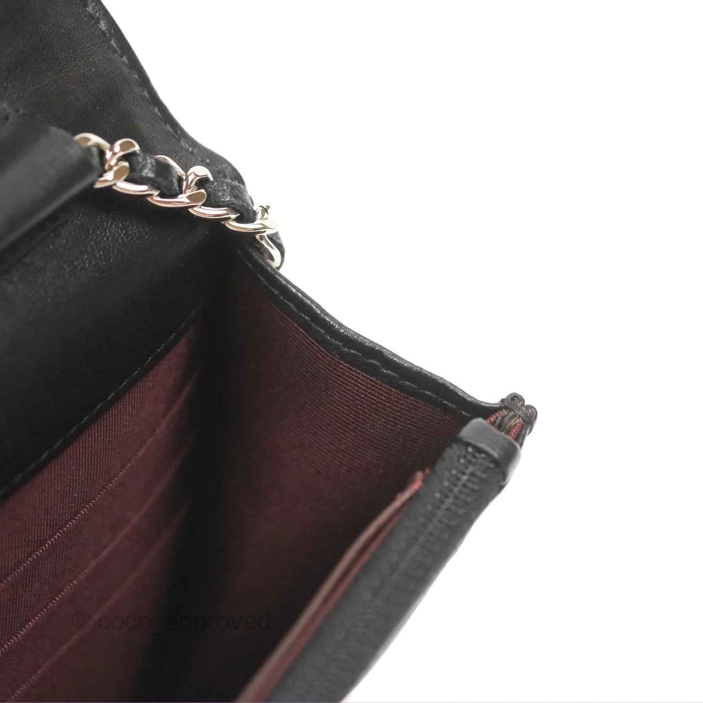 Chanel Classic Quilted Wallet On Chain WOC Black Lambskin Silver Hardware