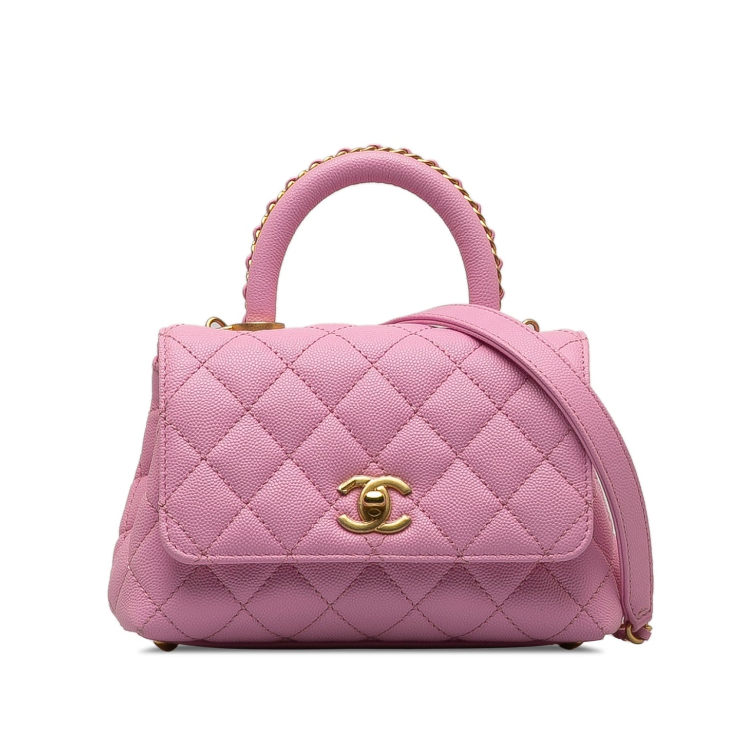 Luxury Chanel Coco Handle Mini Pink Caviar Gold